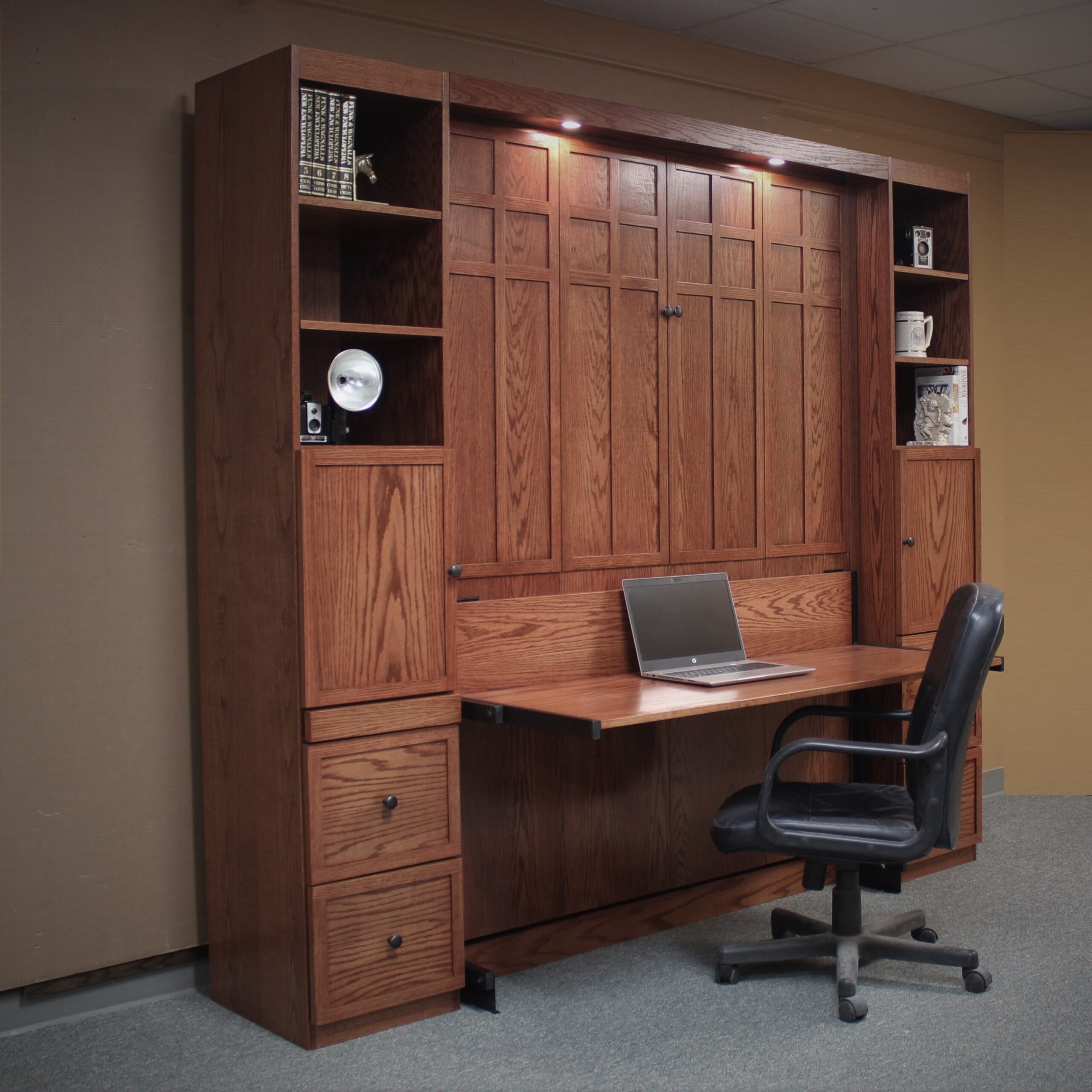 Murphy bed with Frank Lloyd Wright Inspired face