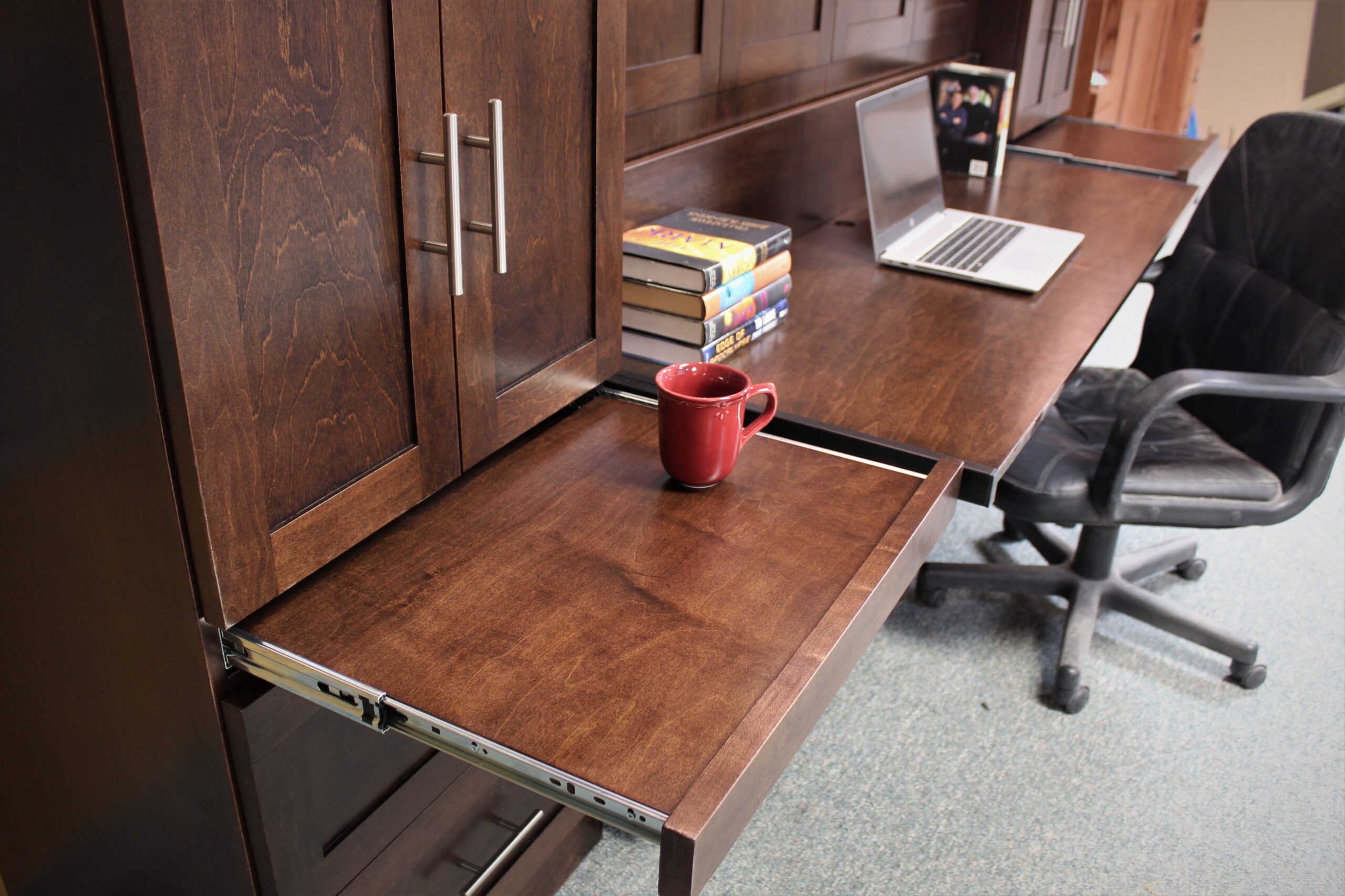 Pullout drink tray and desktop extension