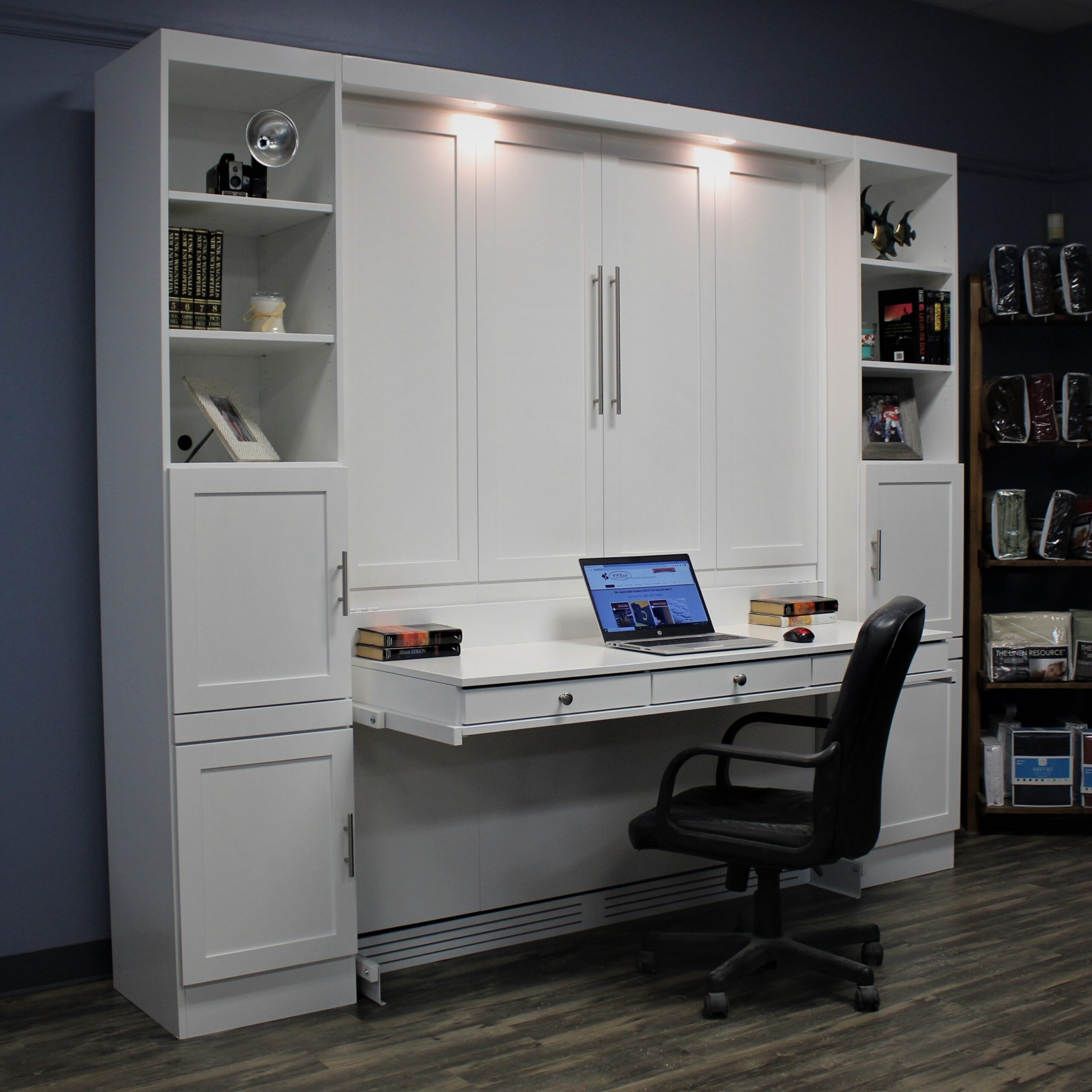 White Templeton Murphy bed with desk