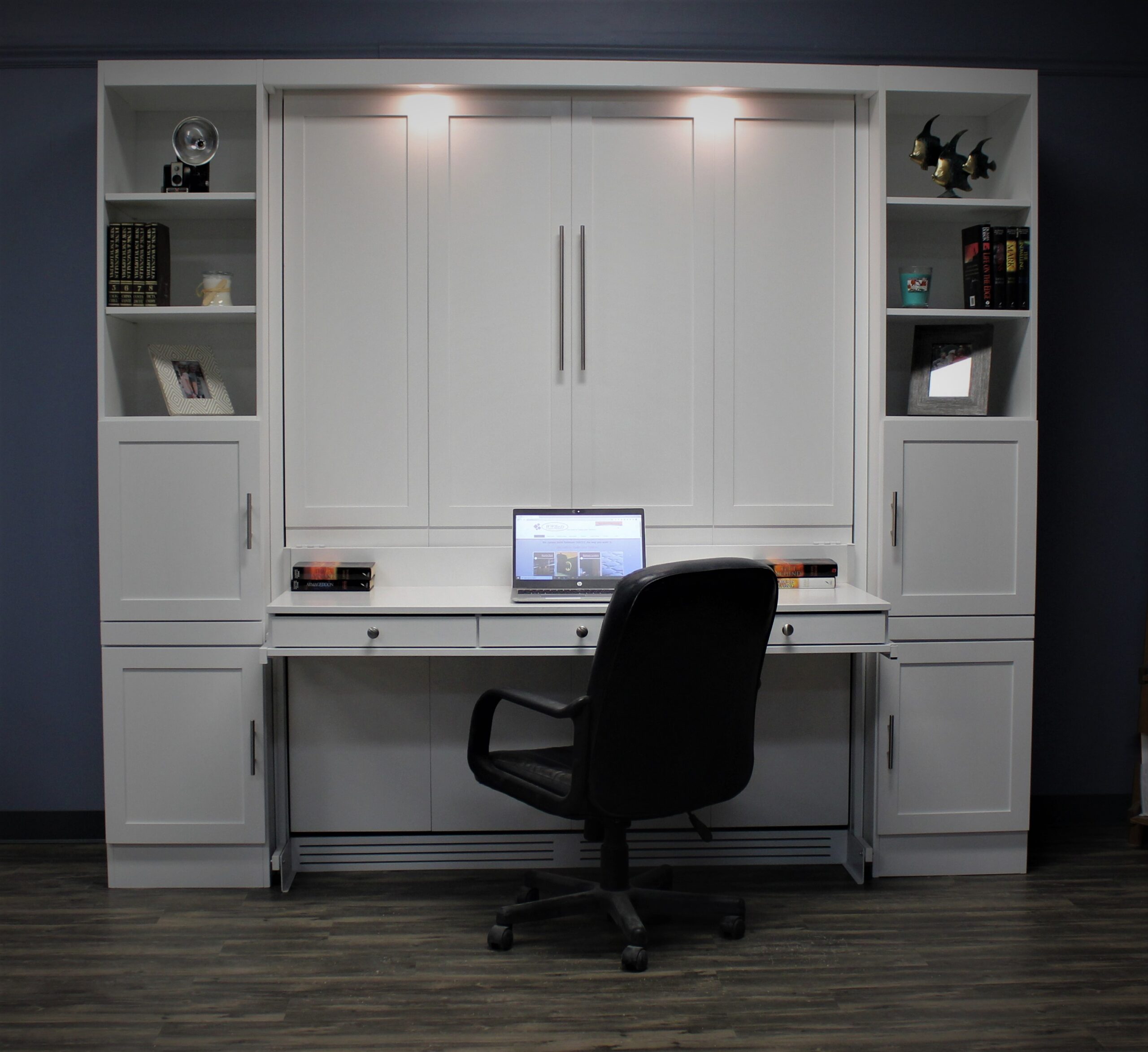 White mukrphy bed shown closed