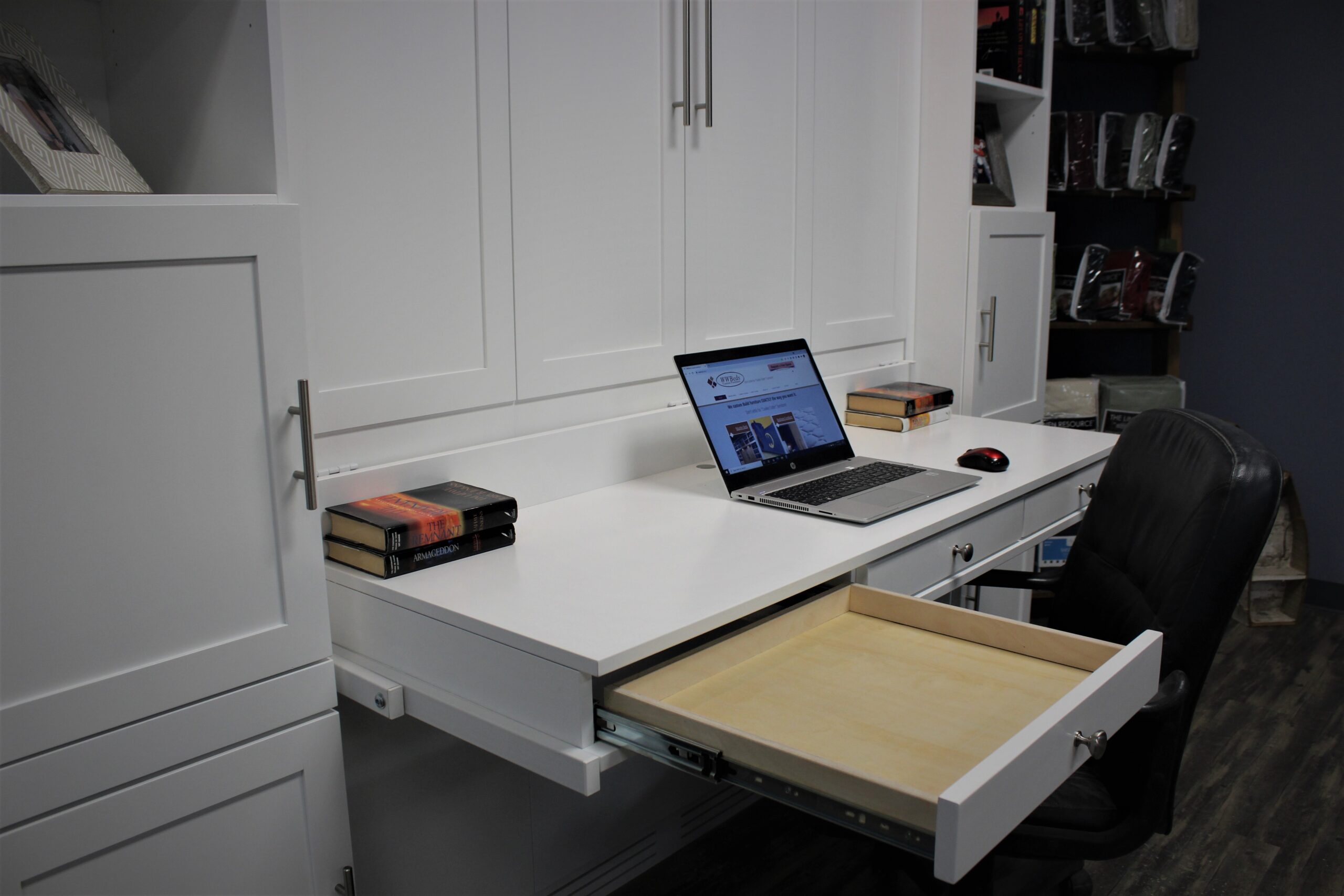 Murphy desk with drawer open