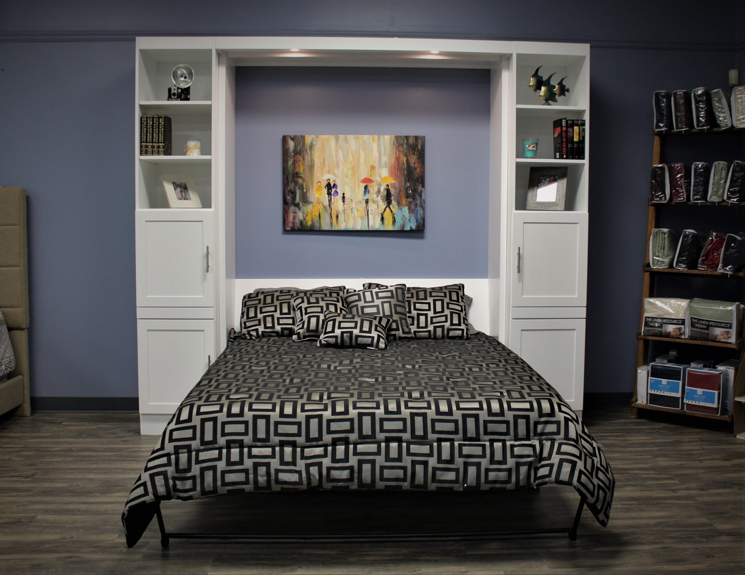 White Murphy wallbed open