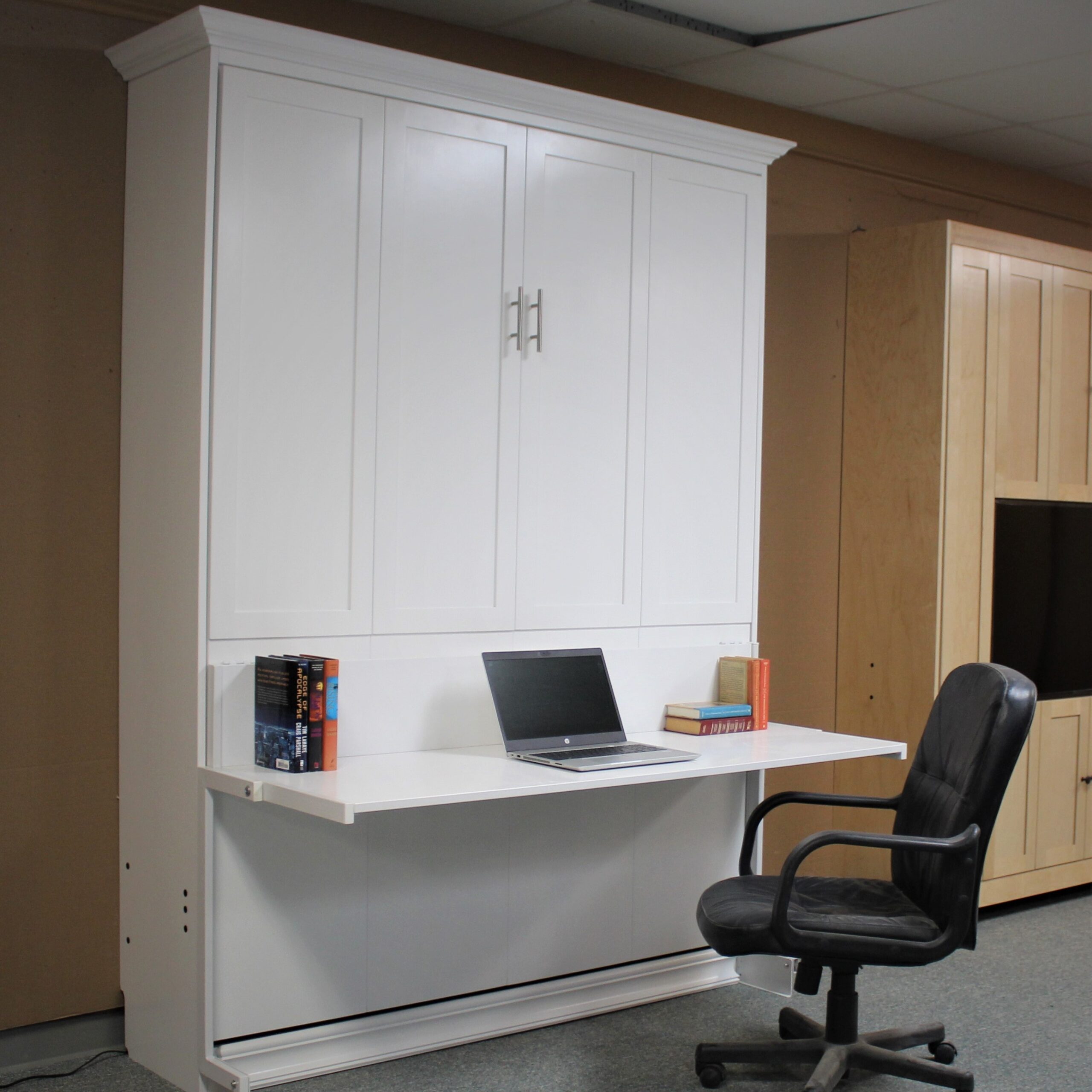 White Templeton Murphy bed with desk