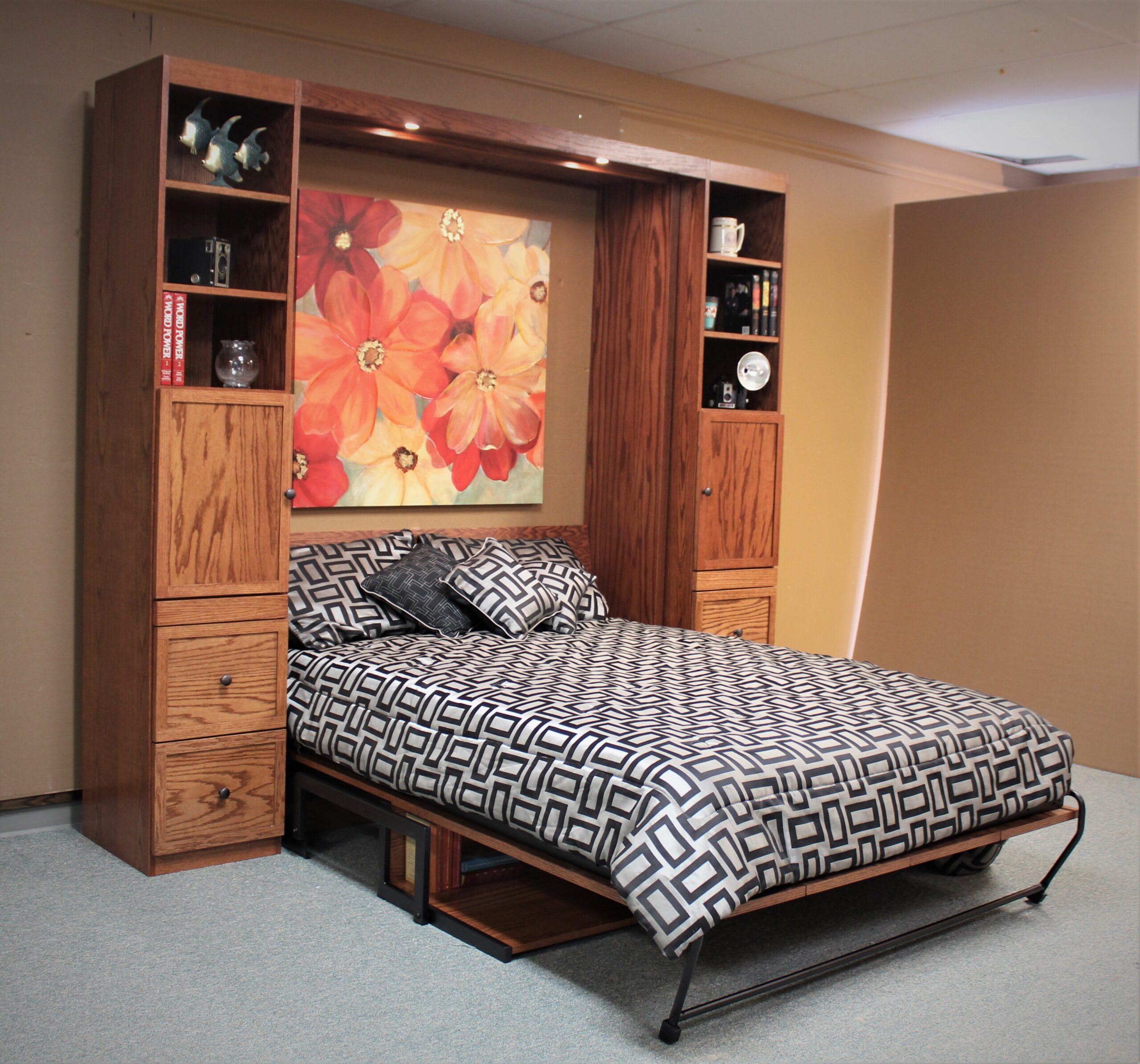 Frank Lloyd Wright Inspired Wallbed Open