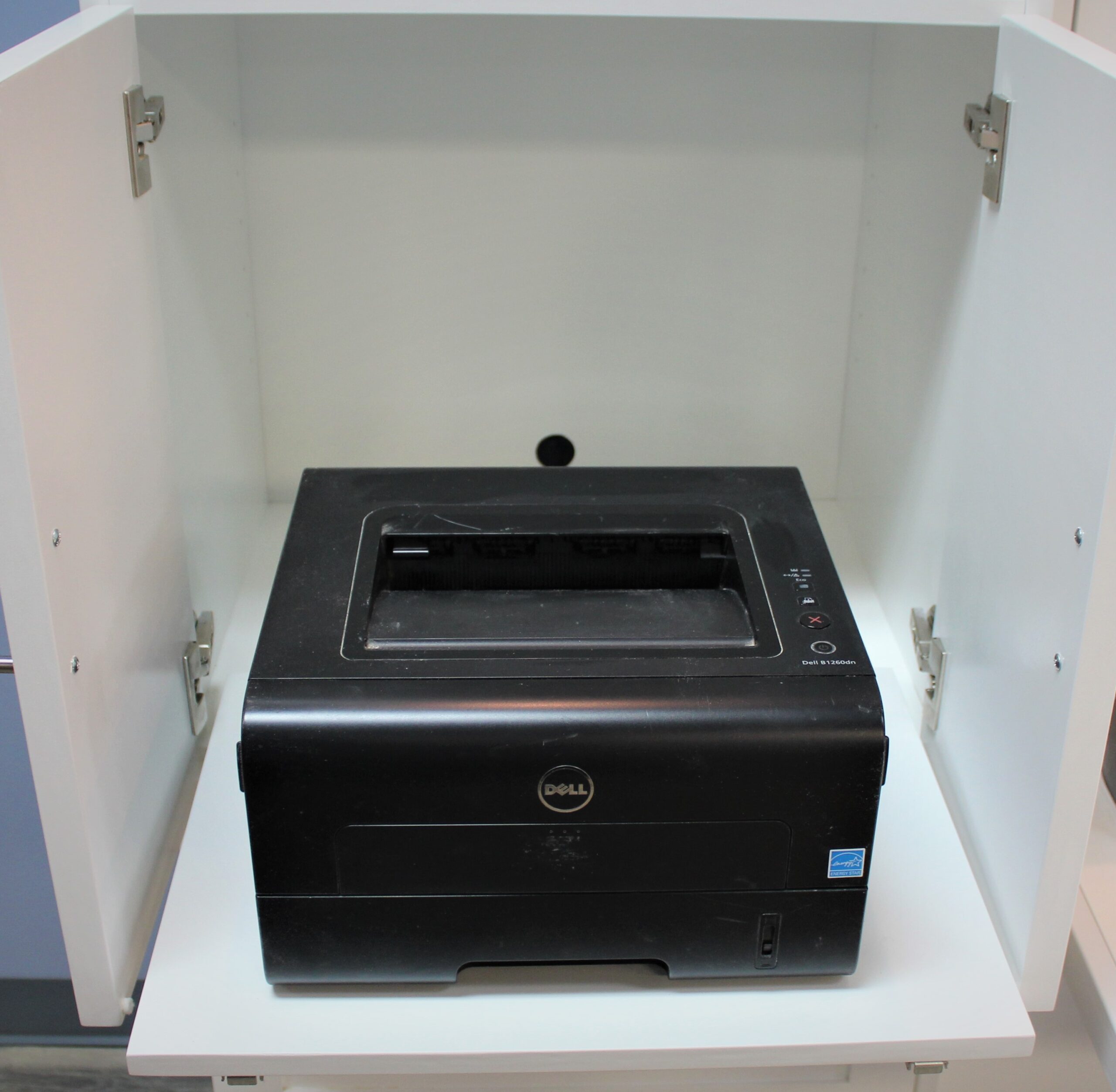 White Alpine Printer Pullout in Left Bookcase