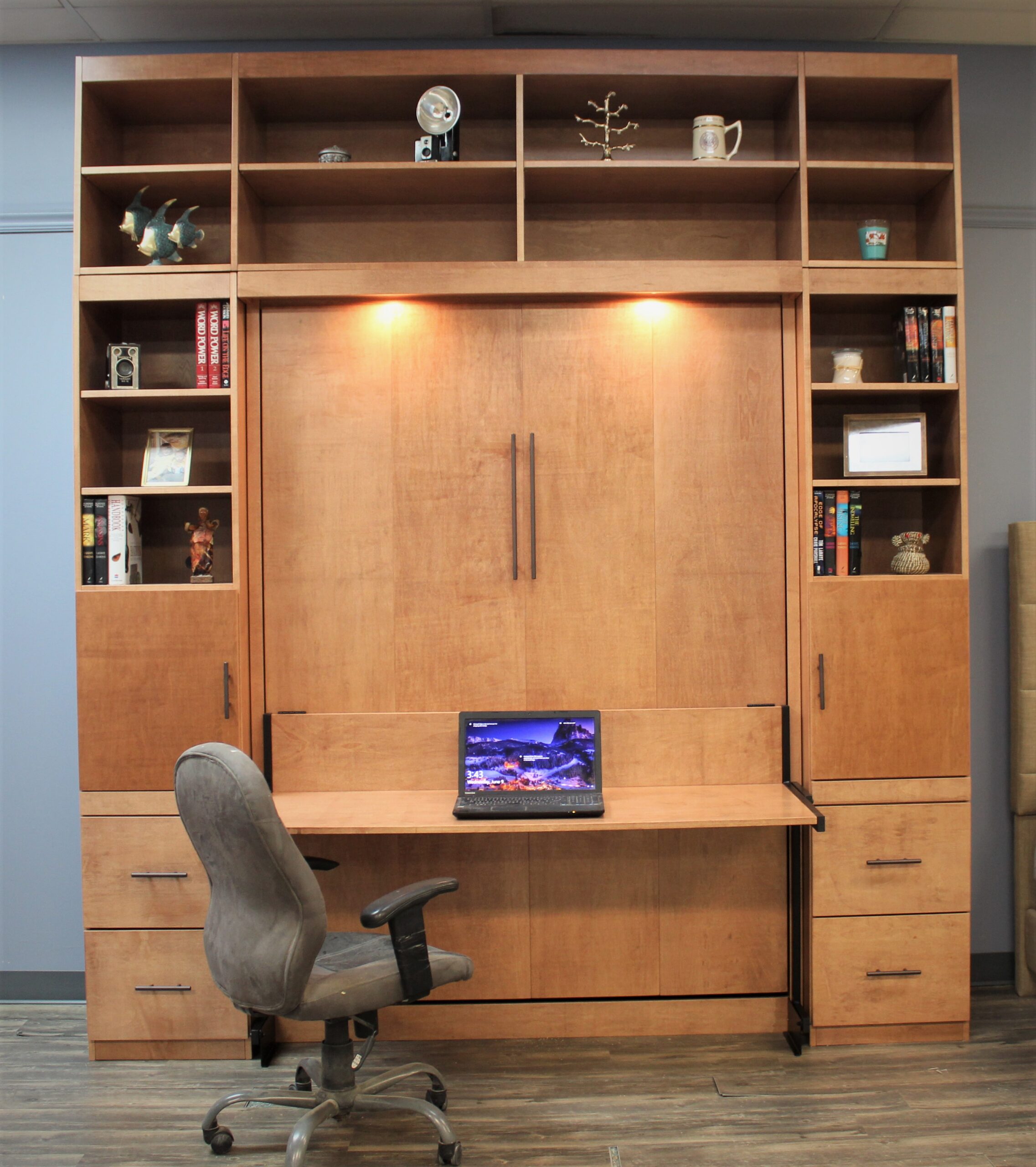 Cherry Alpine Murphy Bed Front View of Wallbed Closed