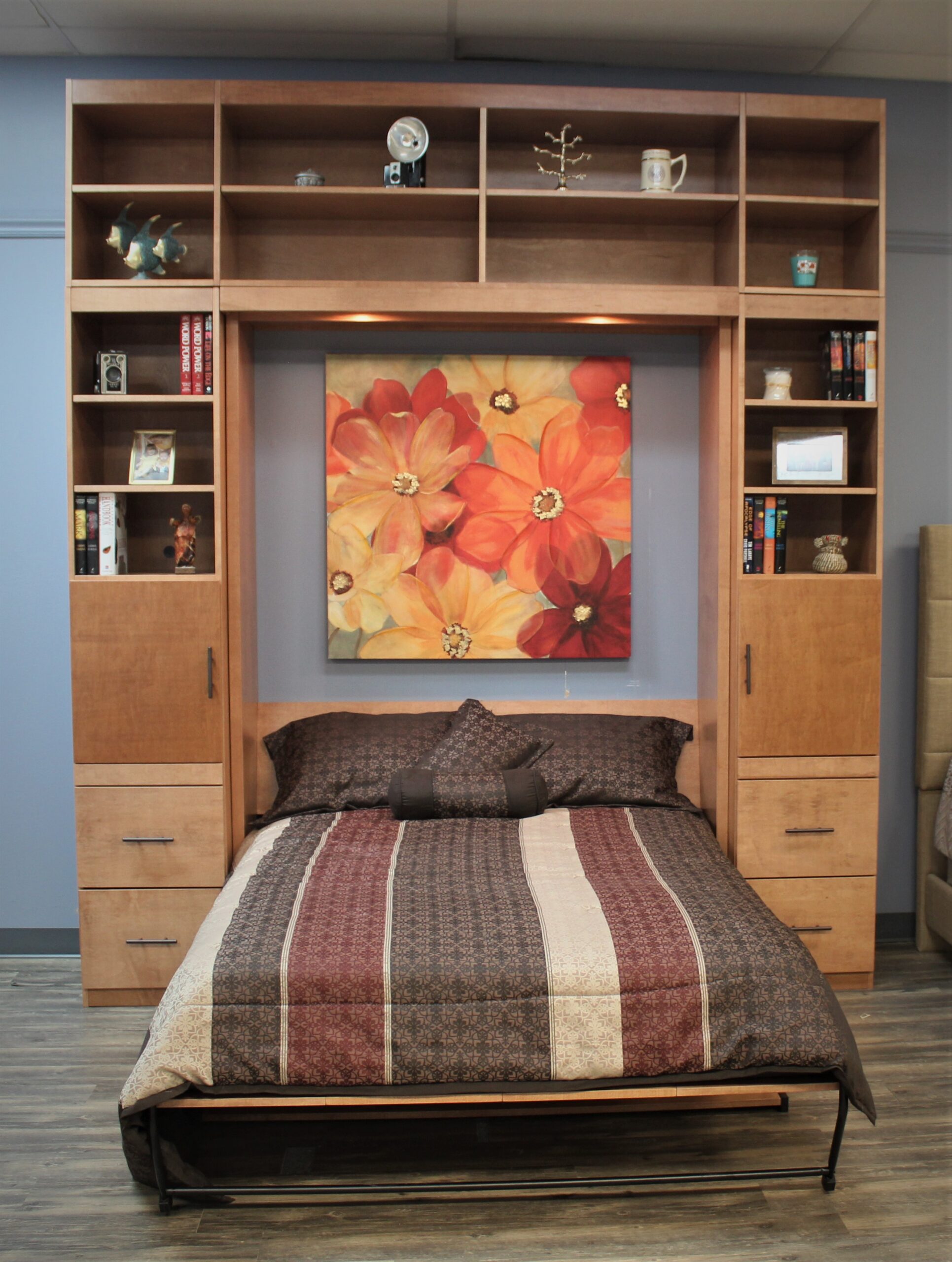 Cherry Alpine Murphy Bed Front View of Wallbed Open