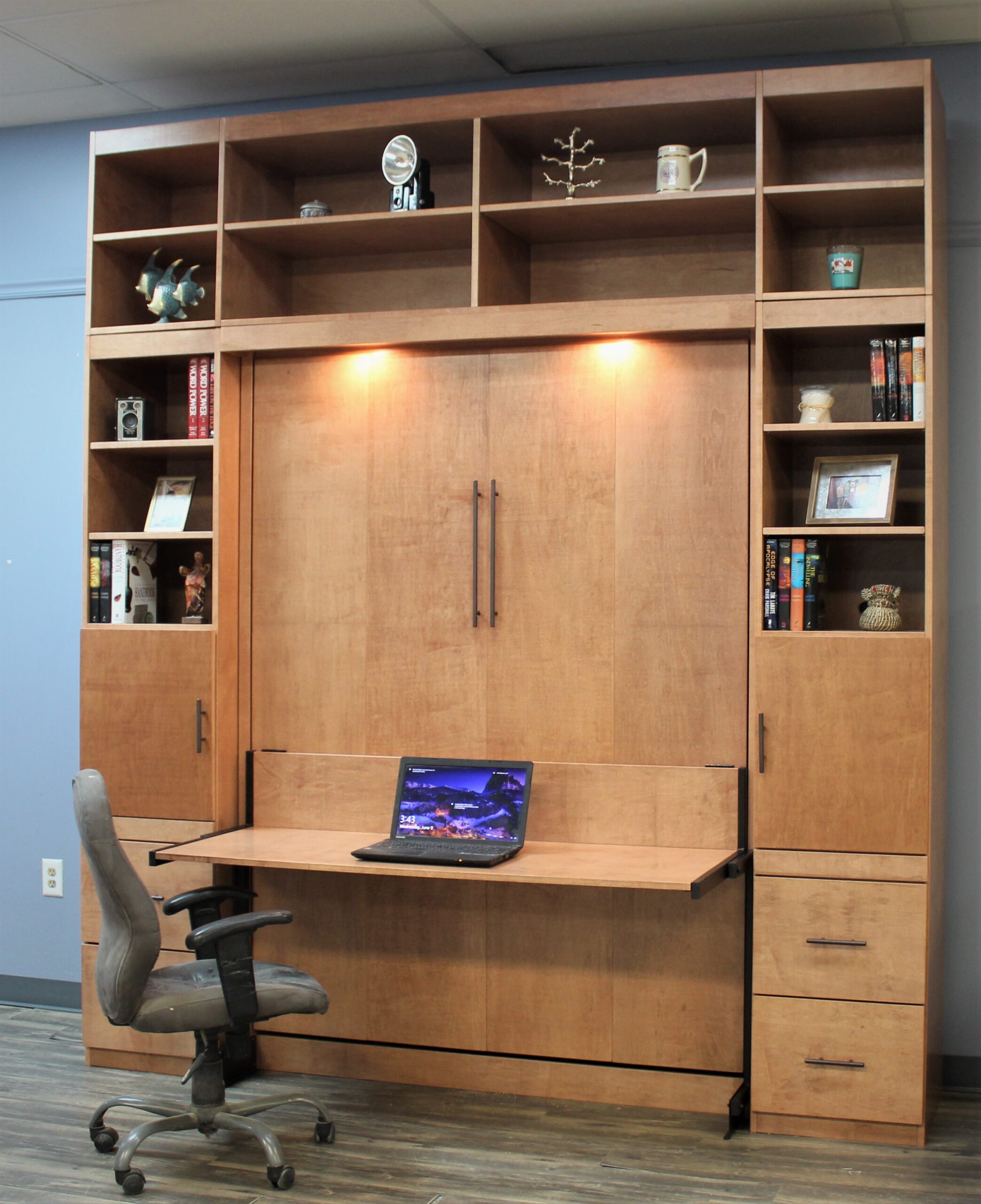 Cherry Alpine Murphy Bed Side View