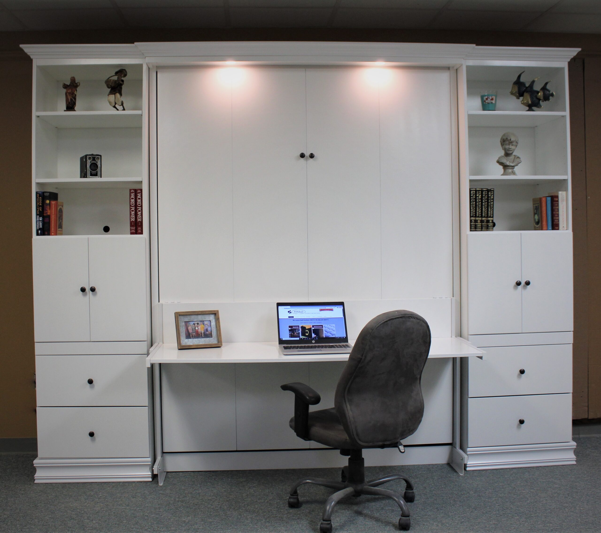 White Alpine Front View of Murphy Bed Shown Closed