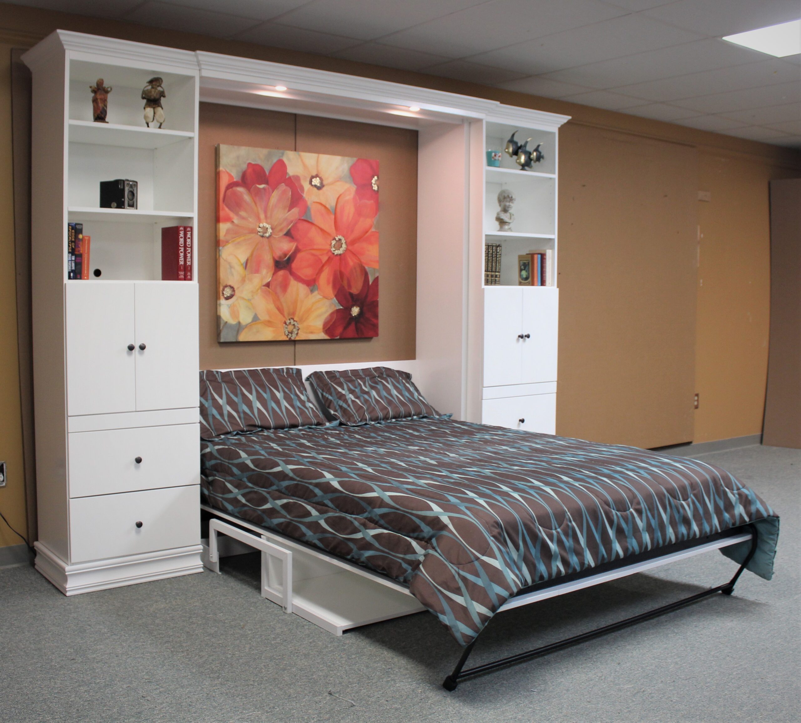 White Alpine Side View of Wallbed Shown Open