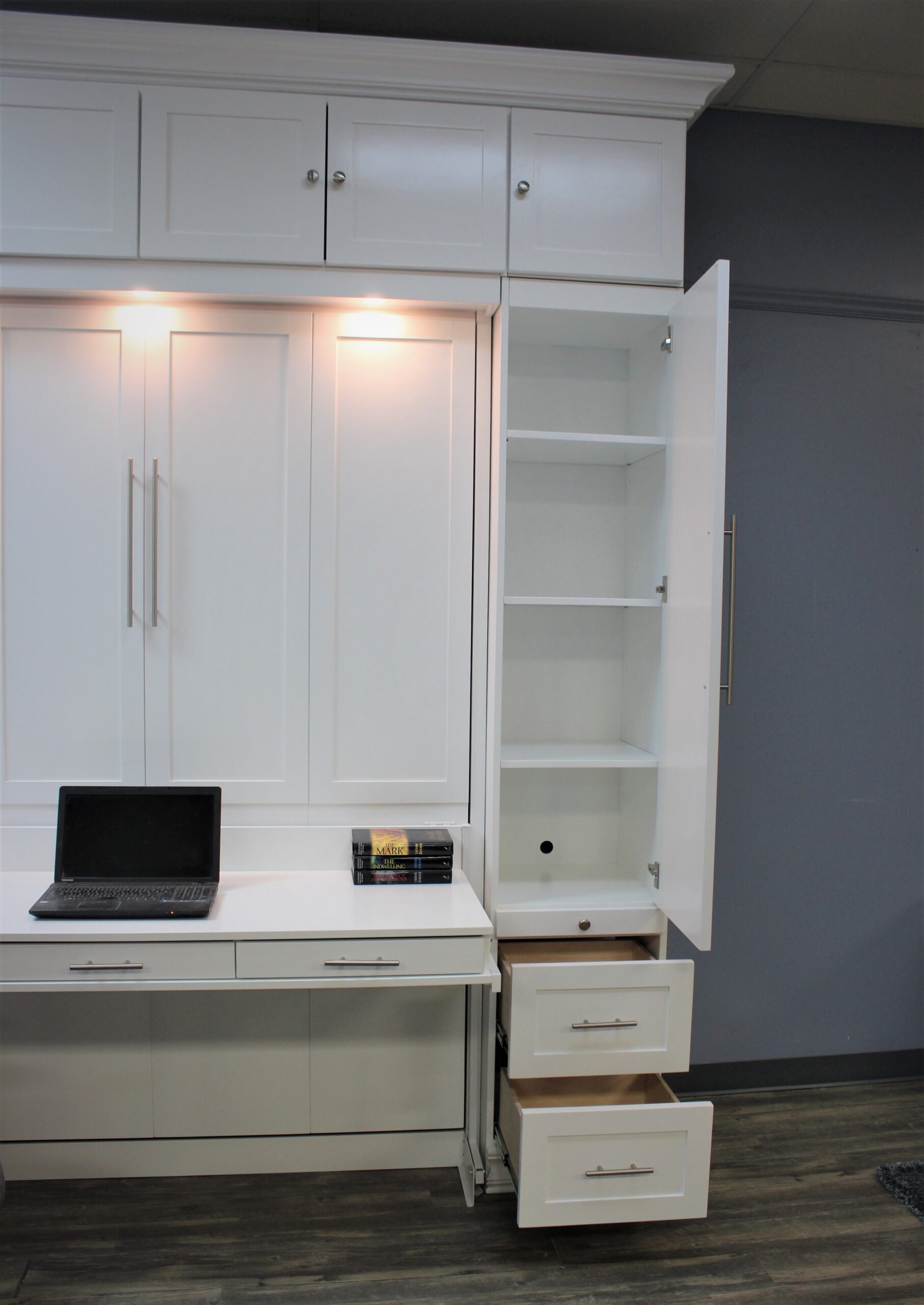 Templeton Murphy bed upper bookcase open