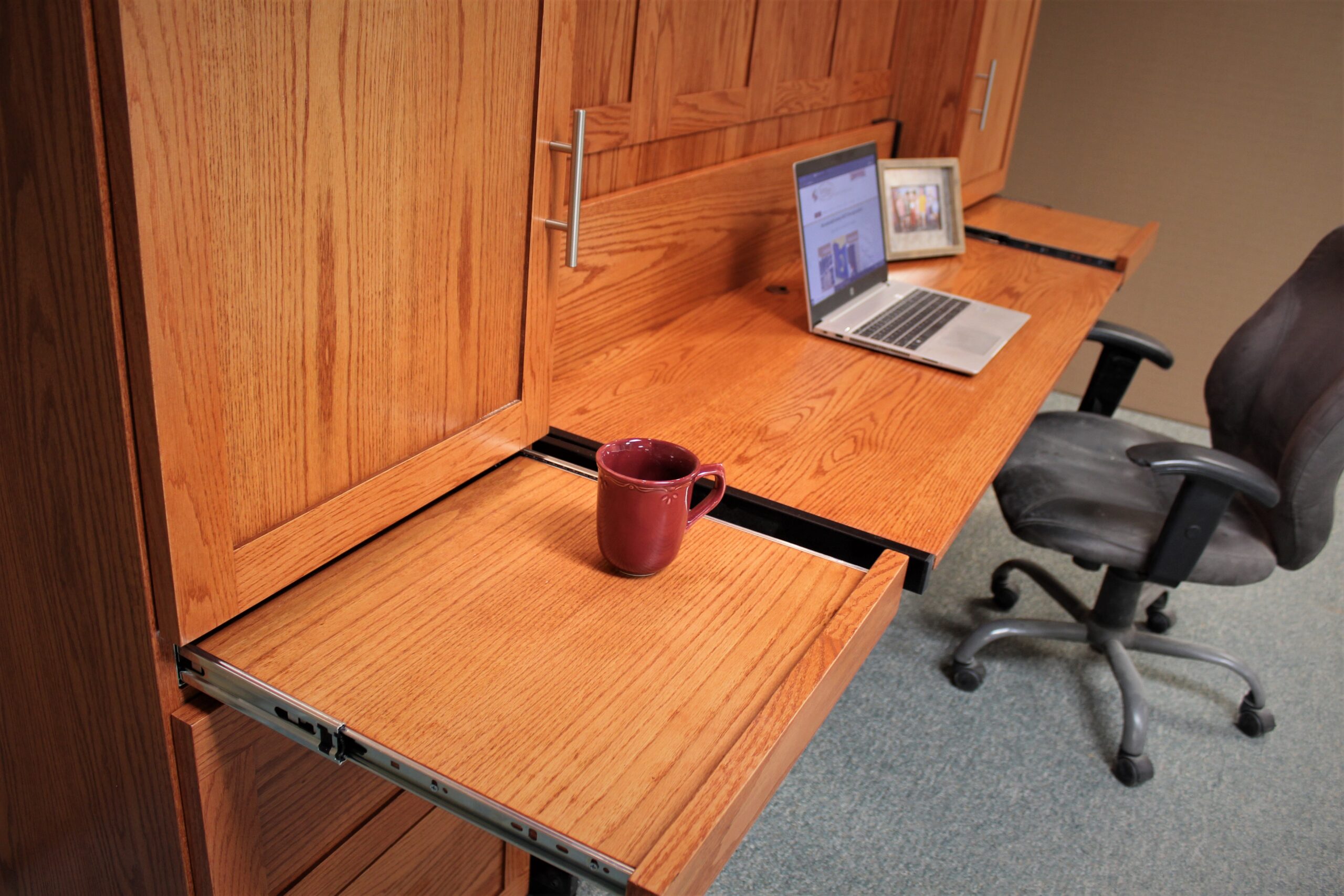 Gunstock Templeton Murphy Bed Drink Tray that Doubles as an Extension to the Work Surface