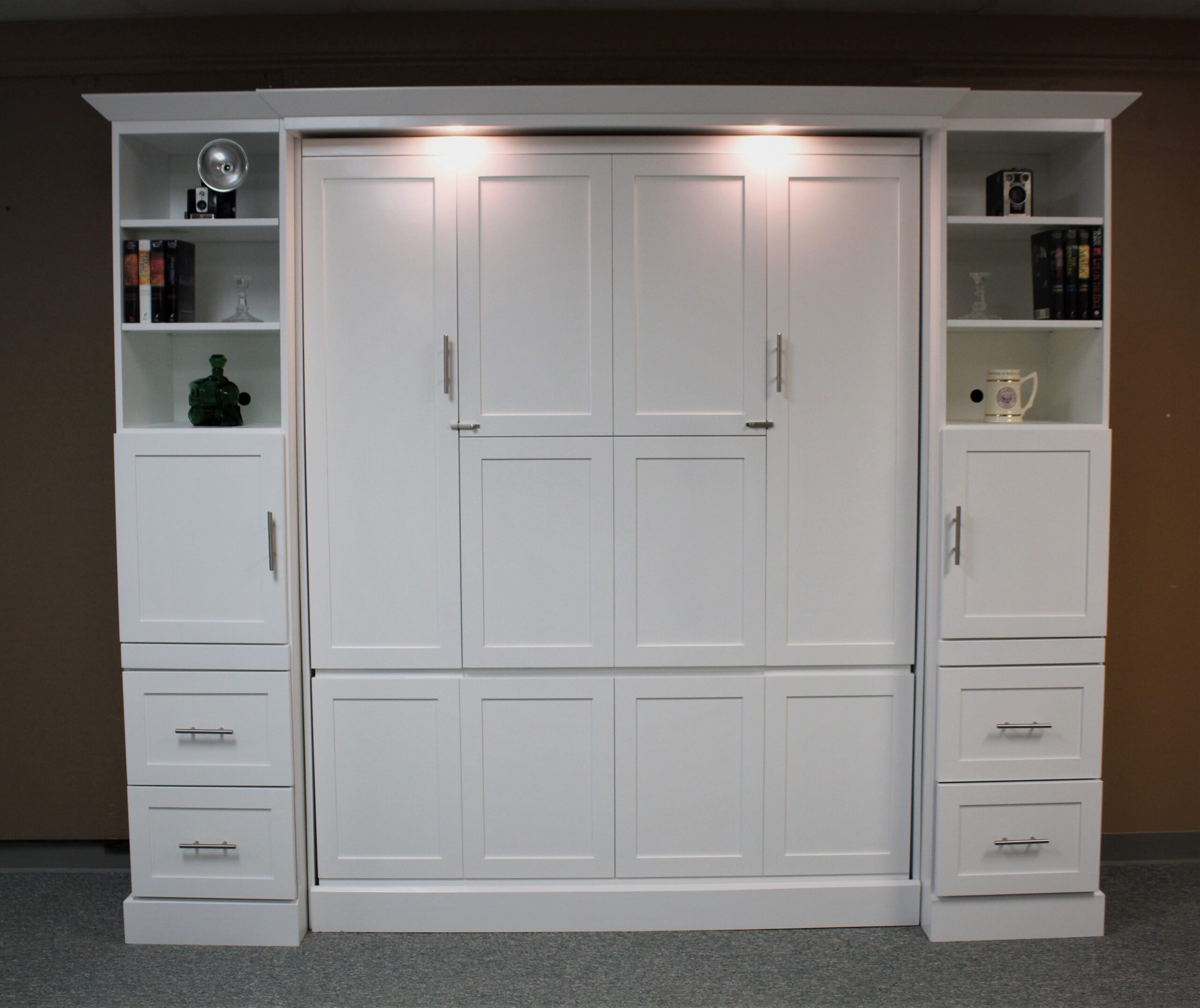 White Christy Wallbed with hidden desk shown closed