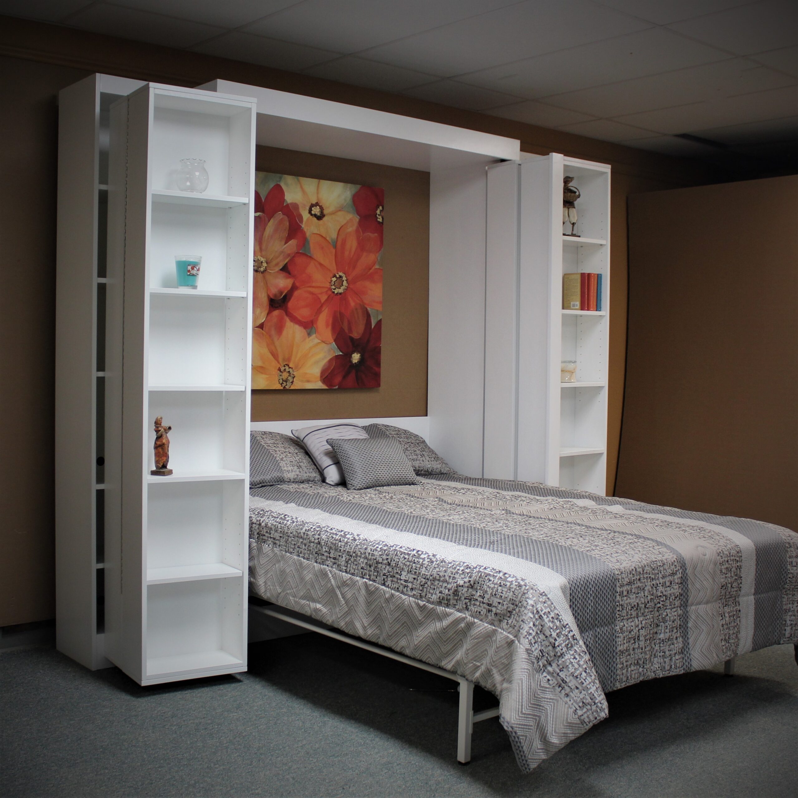 Pivoting Bookcase Murphy Bed Side View Bookcases Open