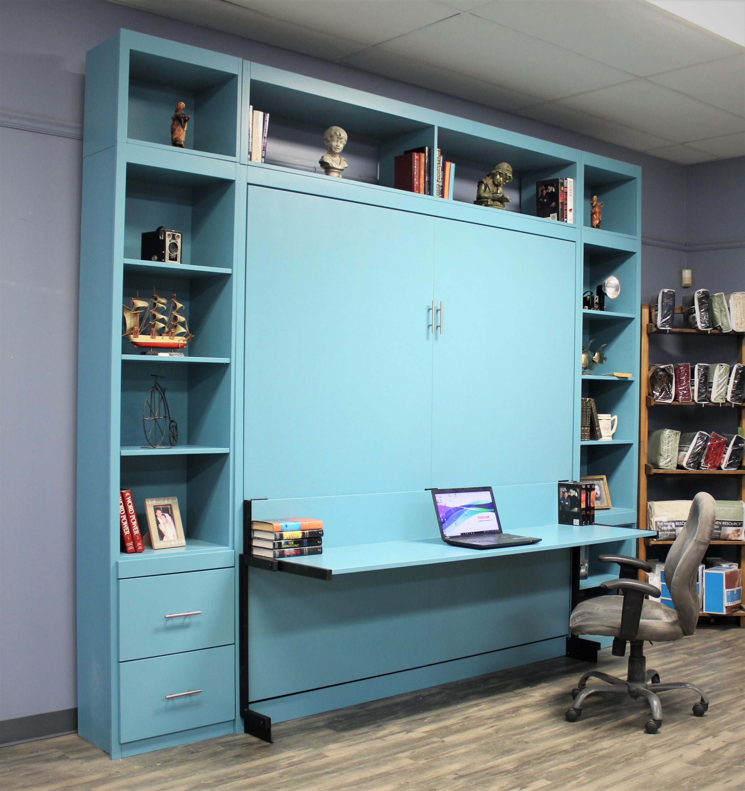 Alpine Murphy Bed Side View of Bed Shown Closed