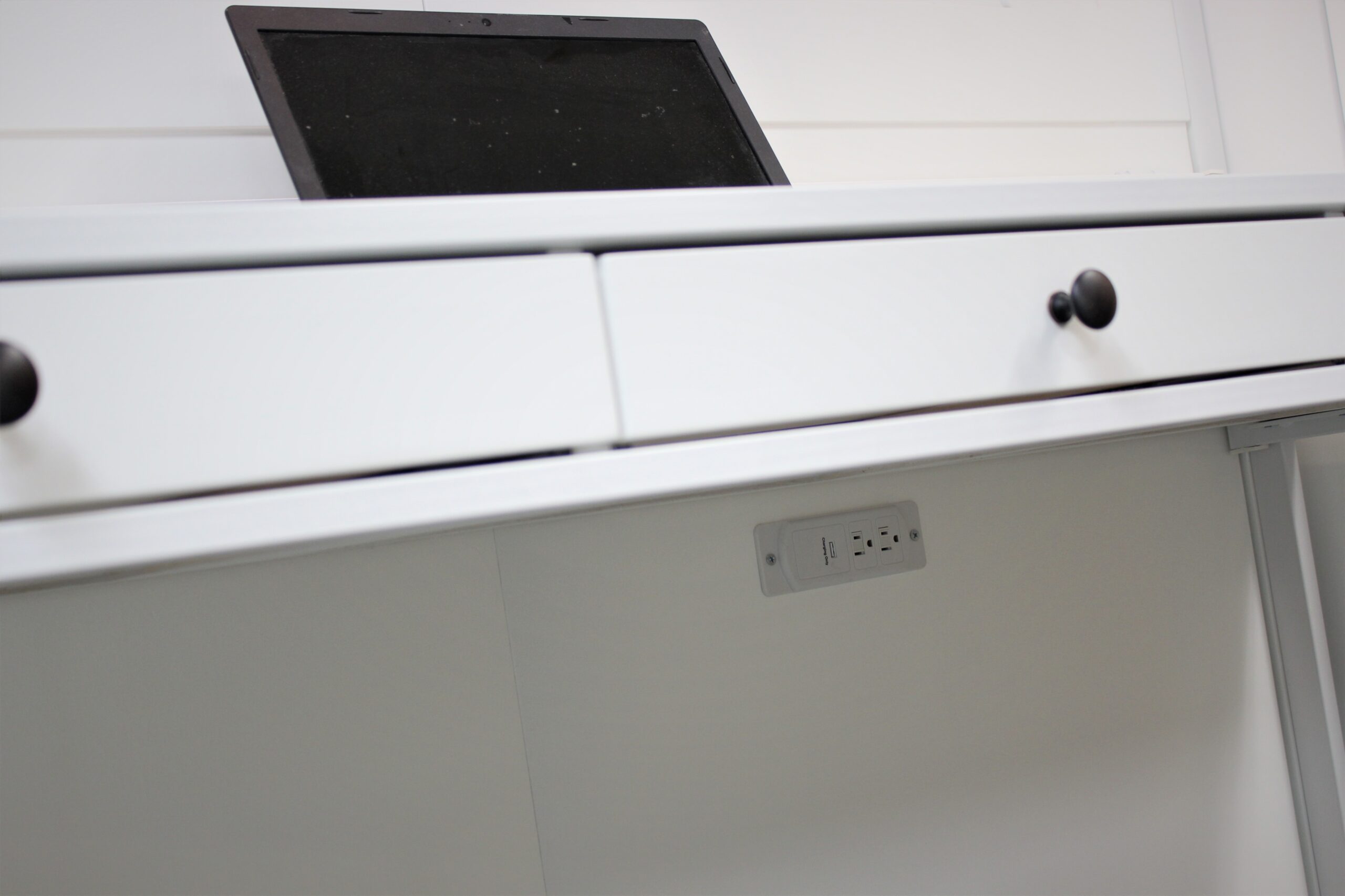 Barn Door Murphy Bed Under Desk Charging Station