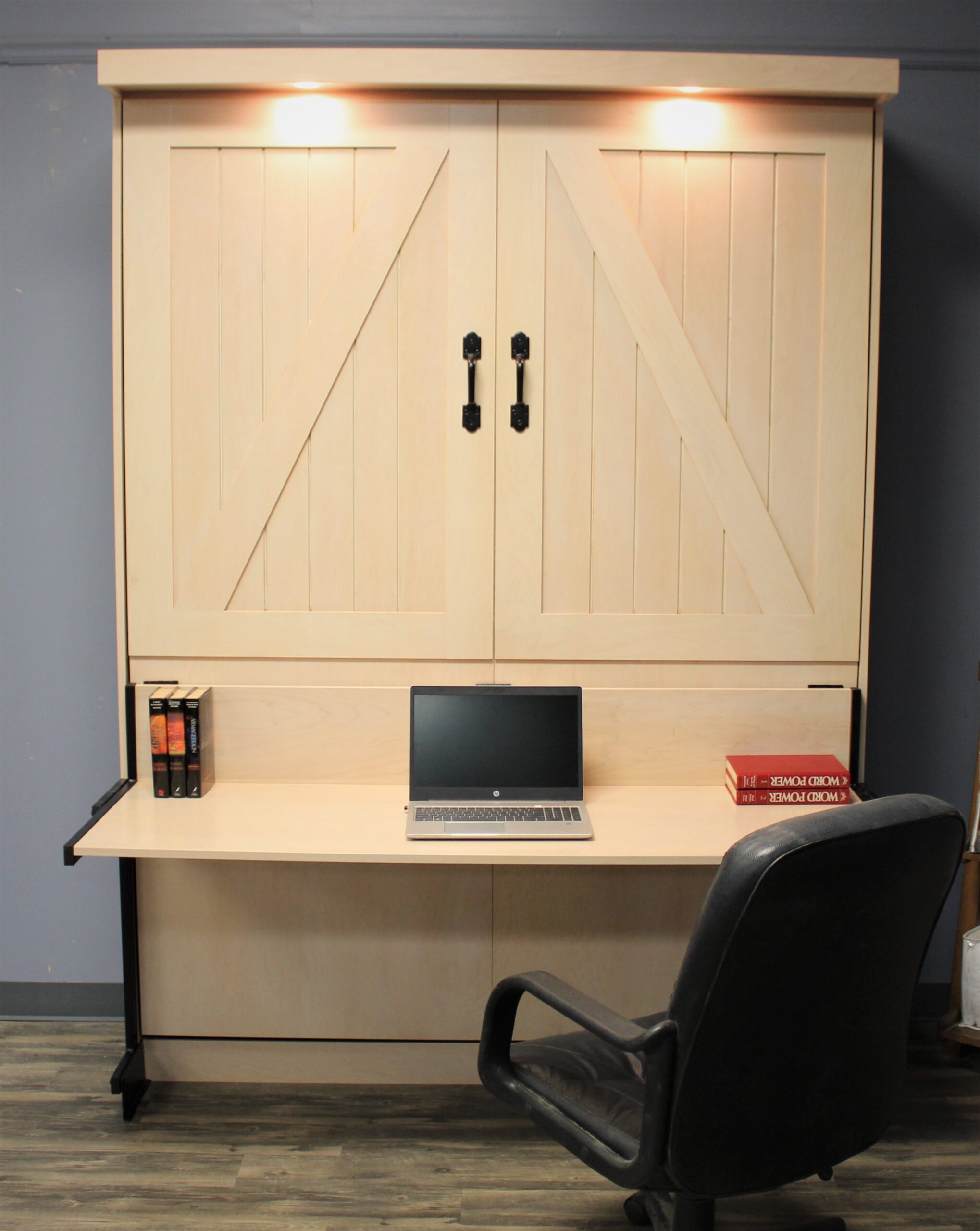 Barn Door Murphy Bed Front View Shown Closed
