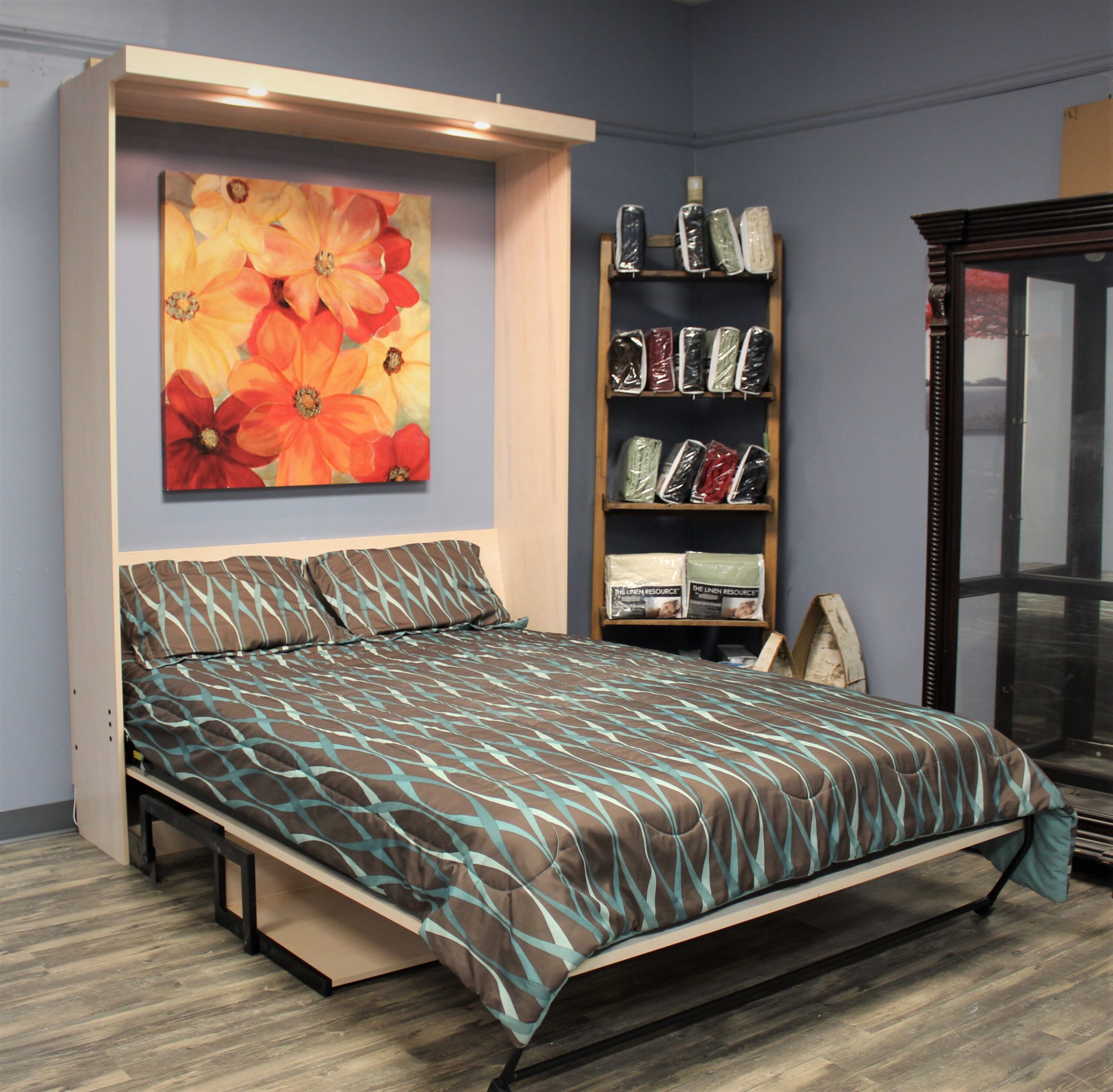 Barn Door Murphy Bed Shown Open Side View