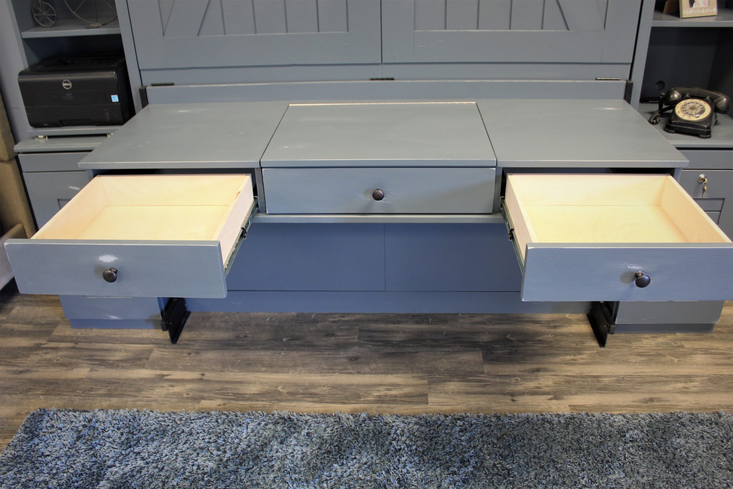 Barn Door Murphy Bed Pencil Drawers