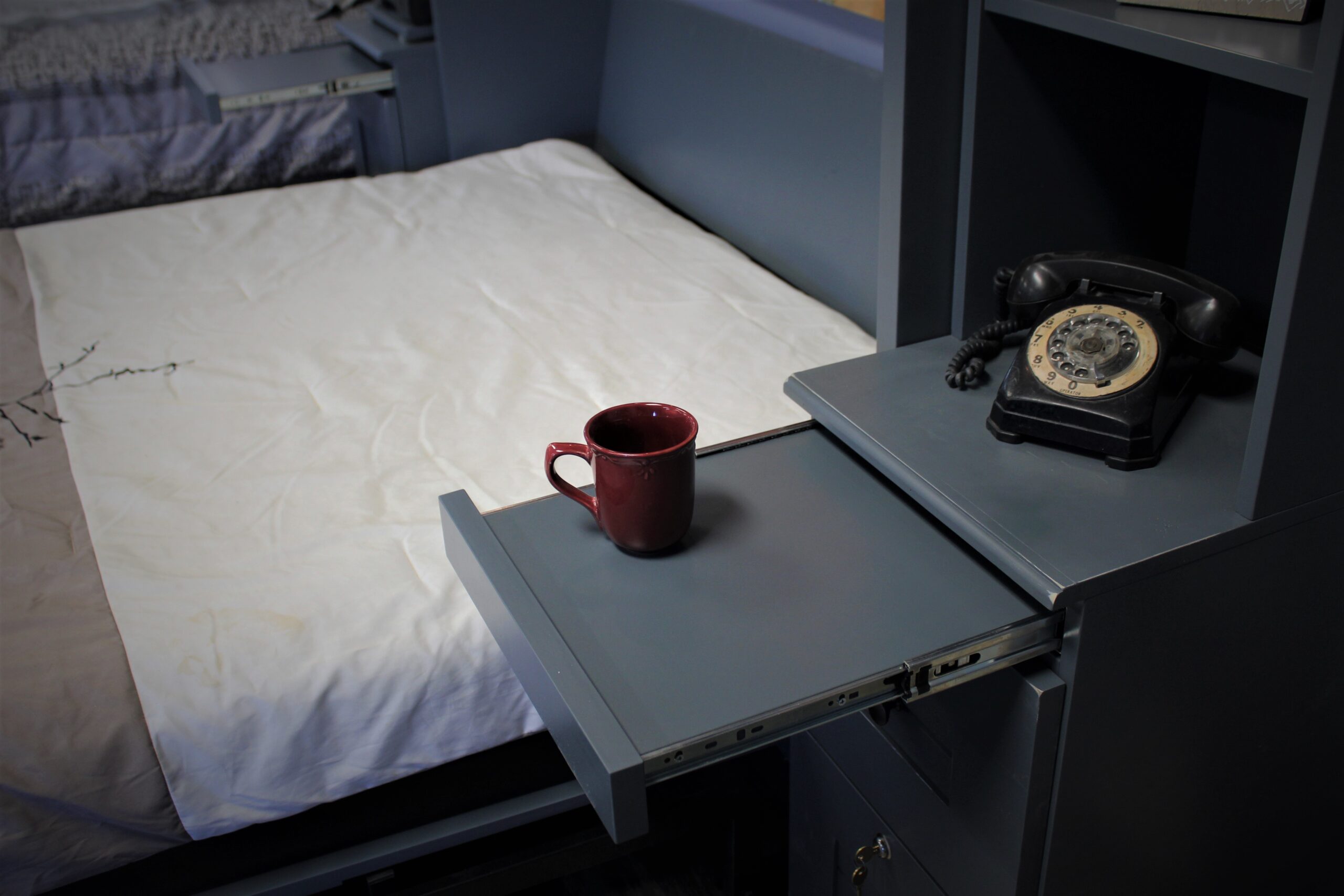 Barn Door Murphy Bed Pullout Drink Tray