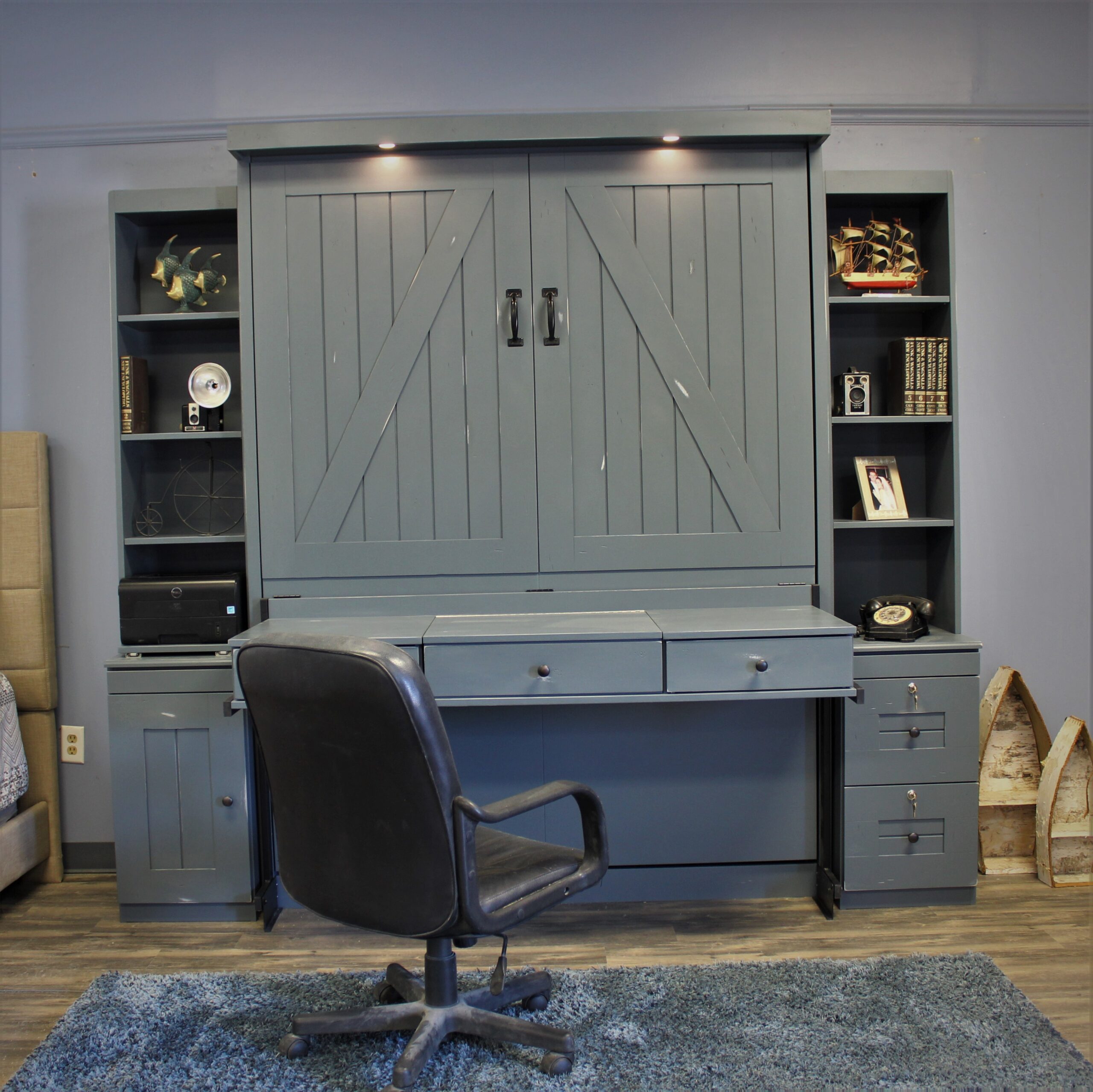Barn Door Murphy Bed Front View of Bed Shown Closed