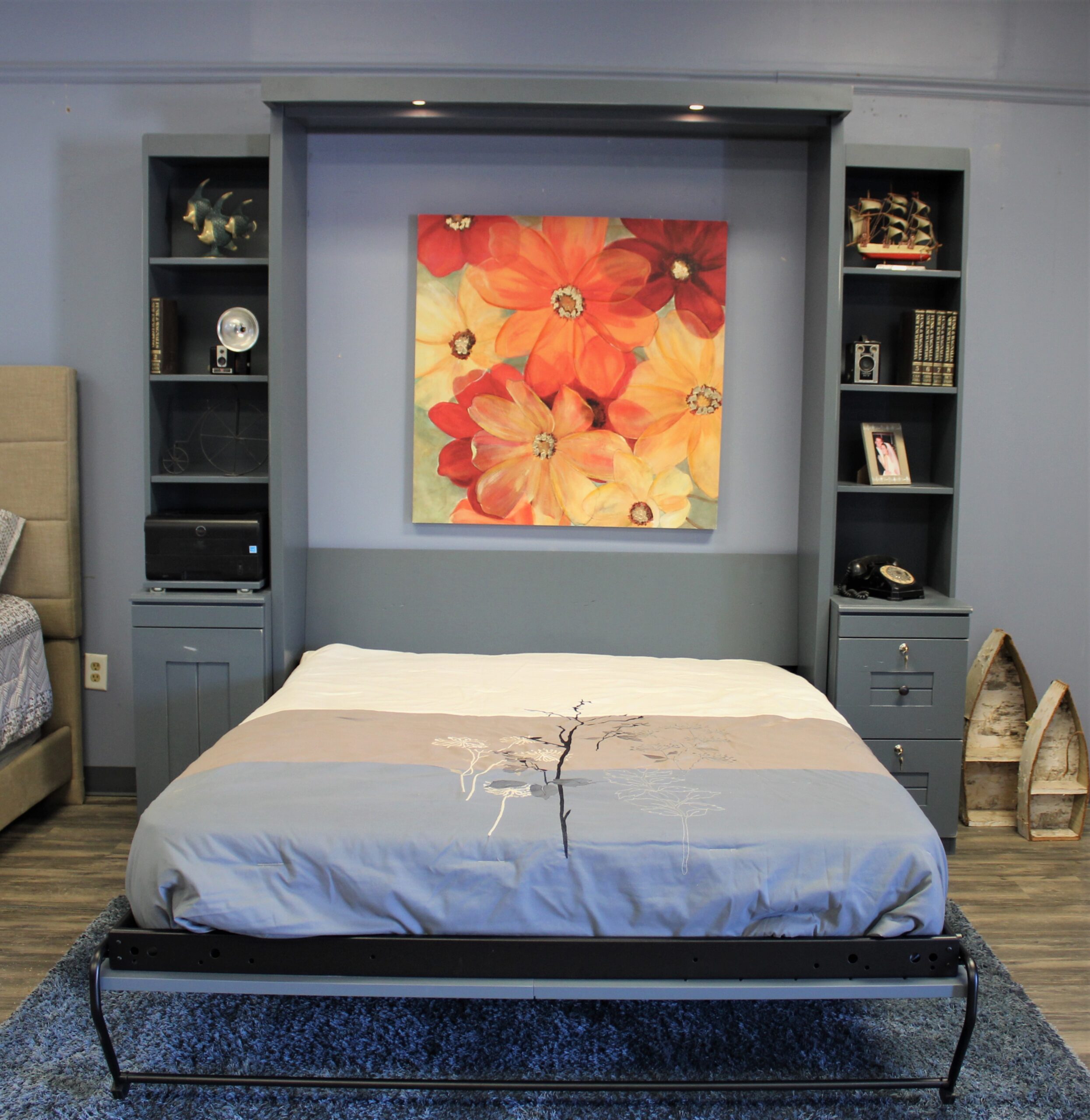 Barn Door Murphy Bed Front View of Bed Shown Open