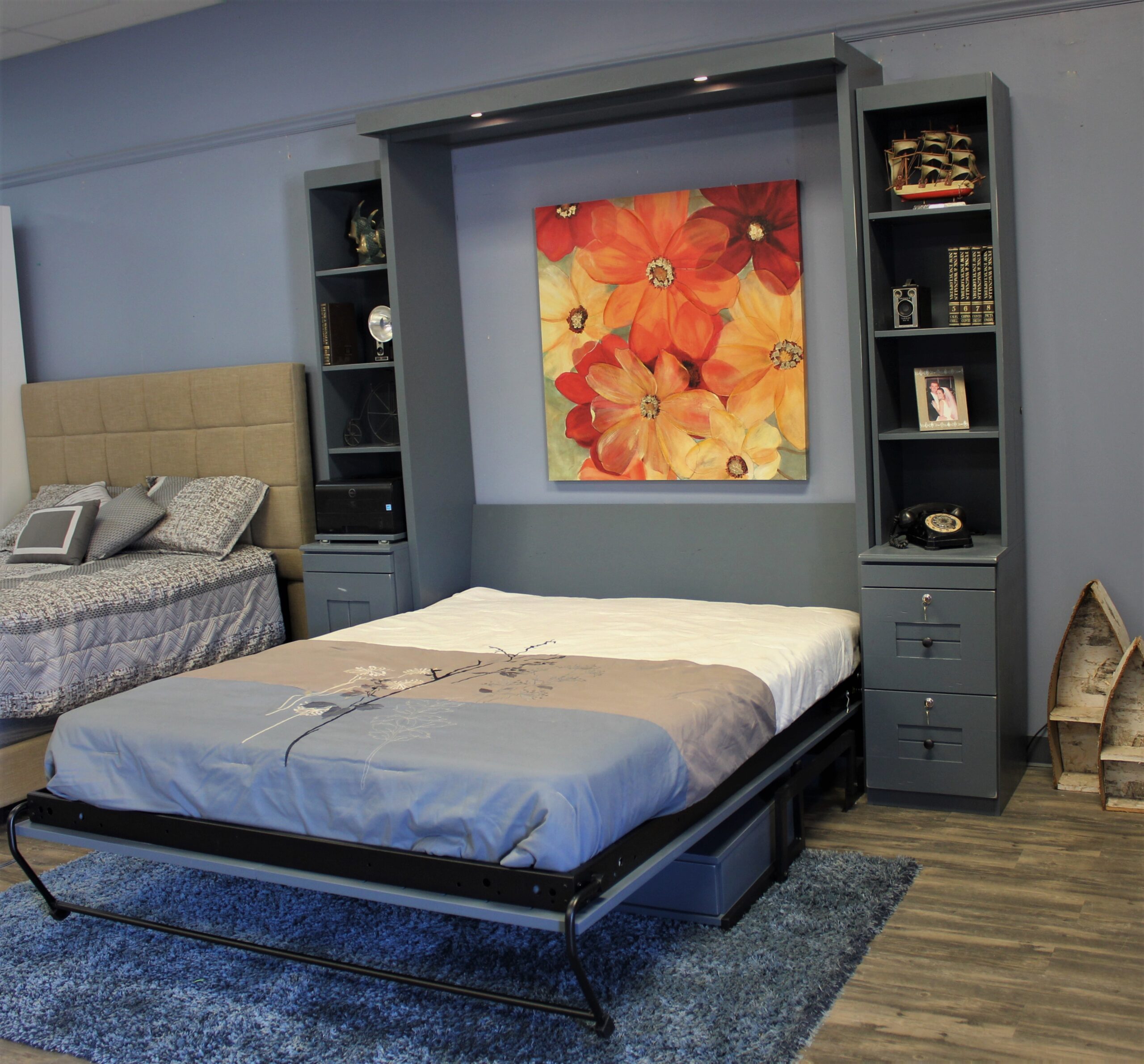 Barn Door Murphy Bed Side View of Bed Shown Open