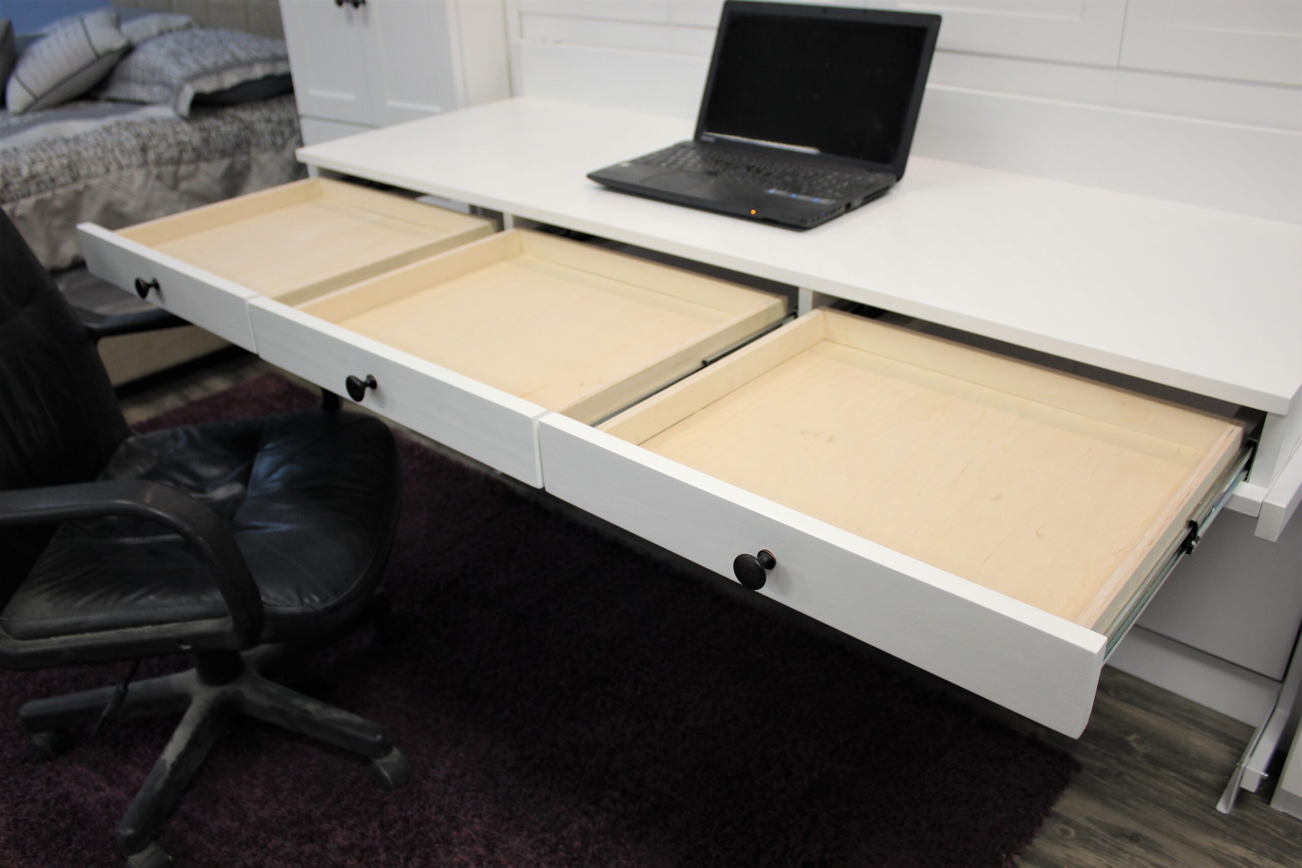 Templeton Murphy Bed Three Pencil Drawers Open