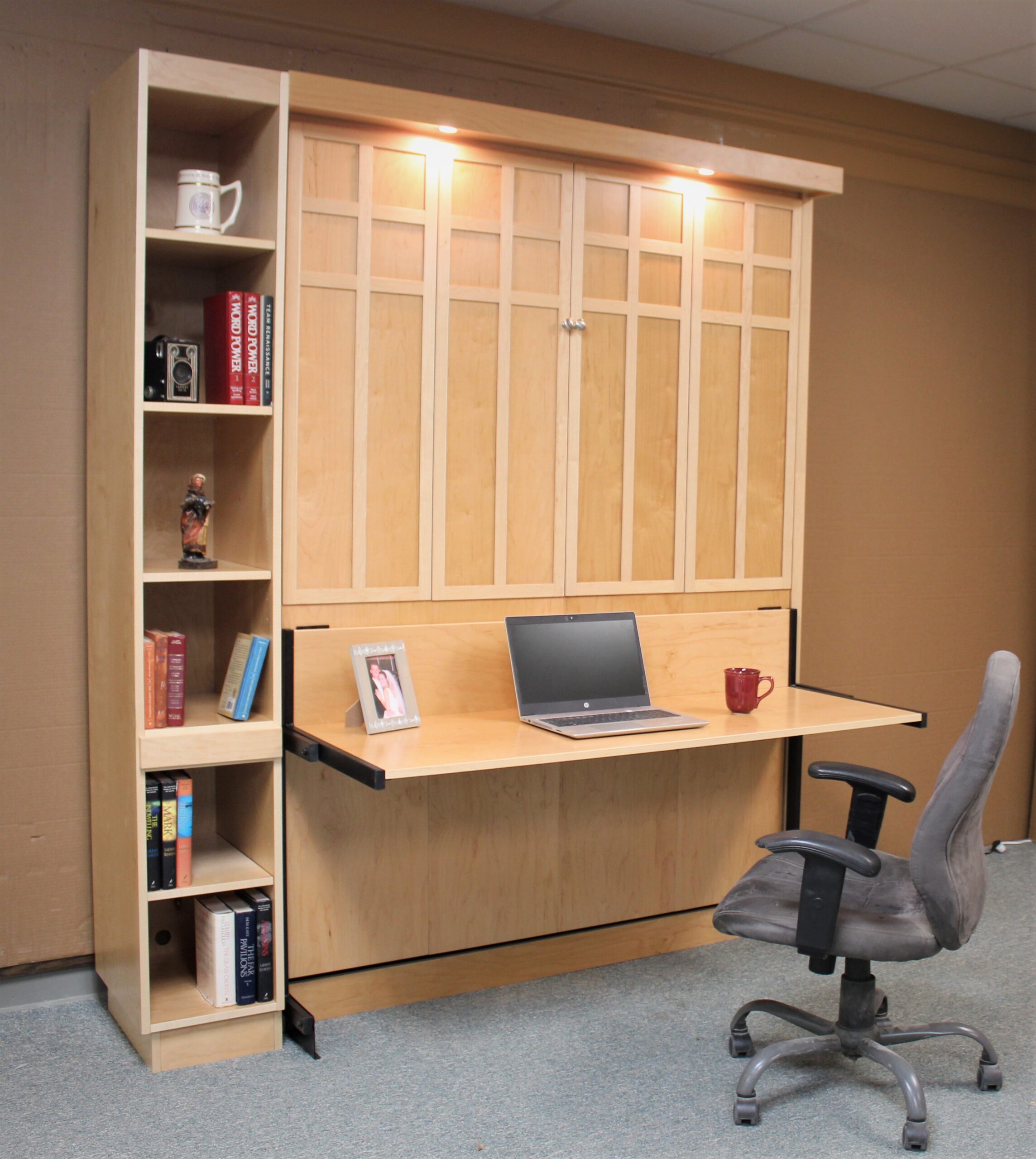 Frank Lloyd Wright Murphy Bed Side View of Bed Shown Closed