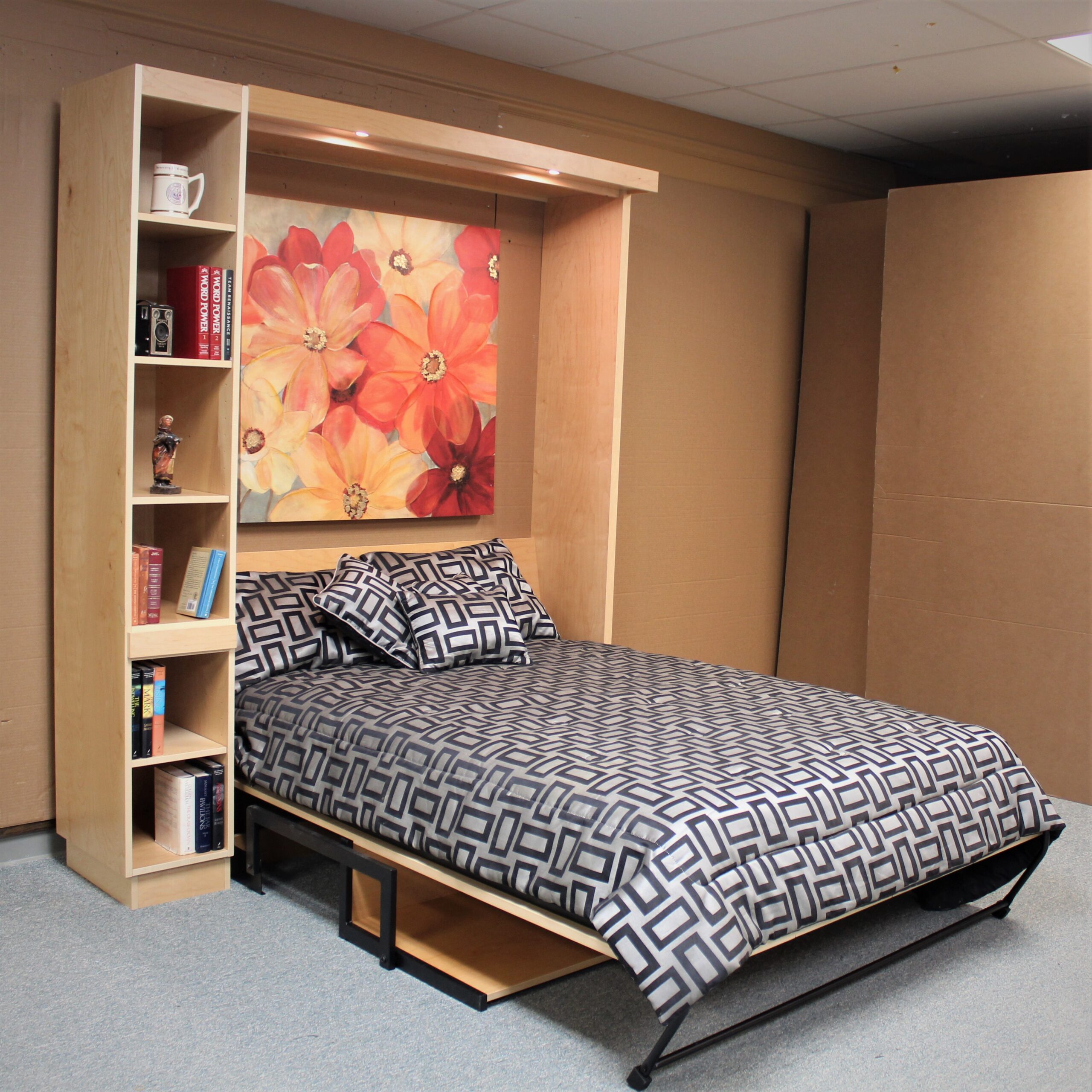 Frank Lloyd Wright Murphy Bed Side View of Bed Shown Open