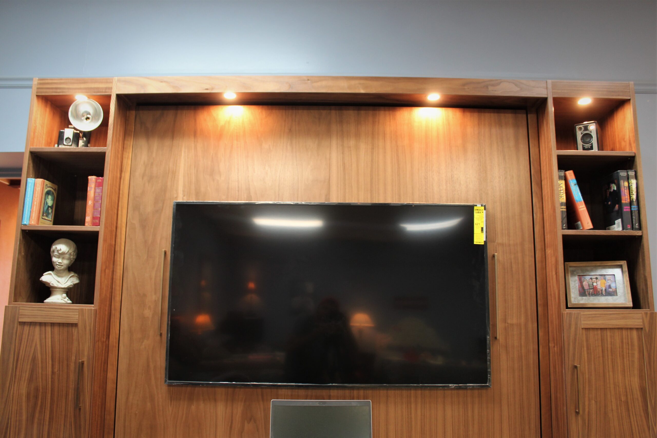 Walnut Manhattan Entertainment Center LED Outset Lights