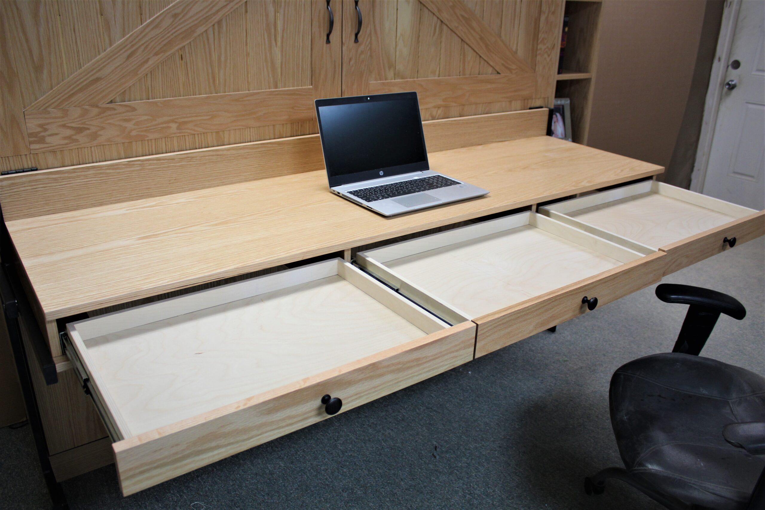 Barn Door Murphy Bed Pencil Drawers