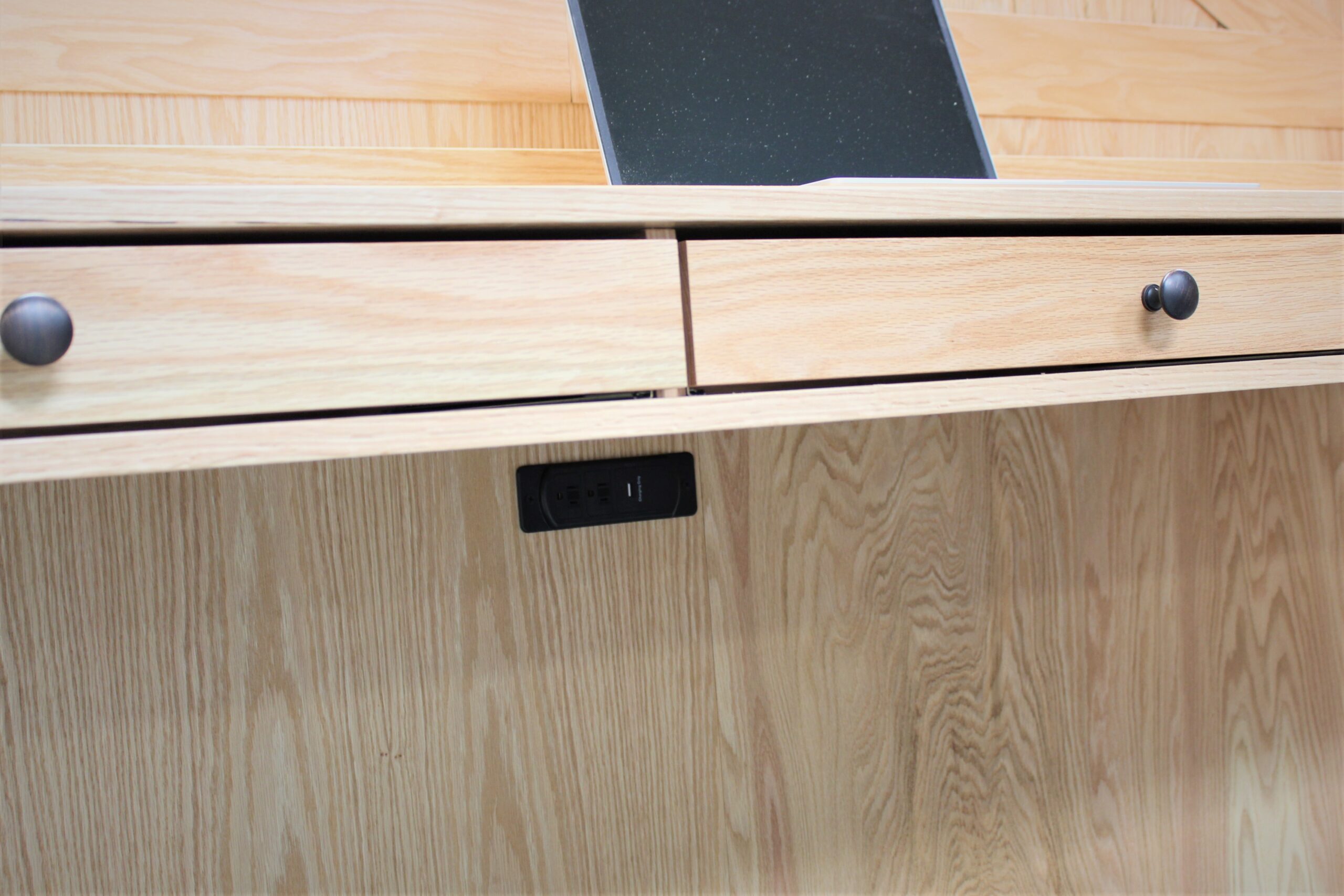 Barn Door Murphy Bed Under Desk Charging Station