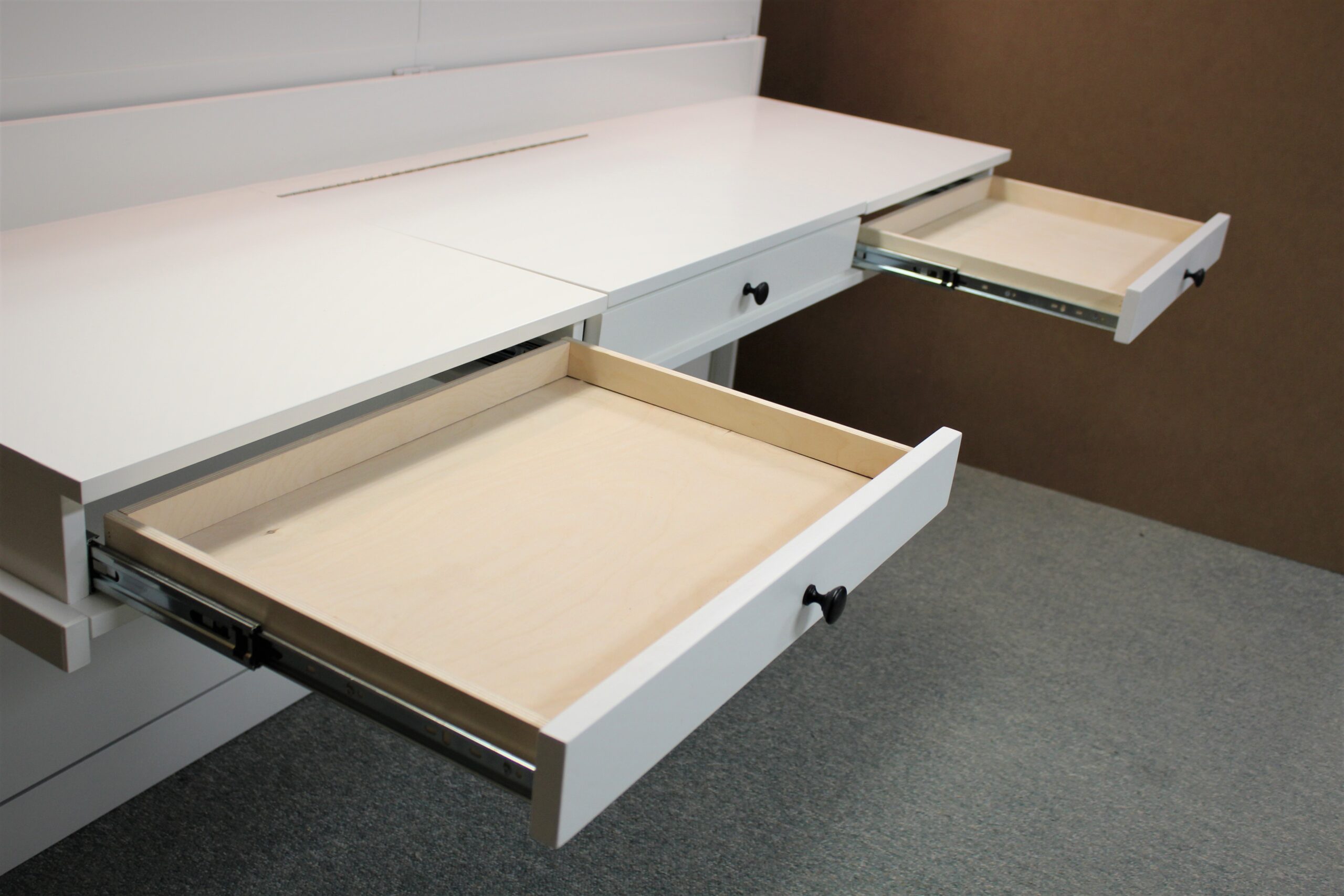 Horizontal Barn Door Murphy Bed Three Pencil Drawers