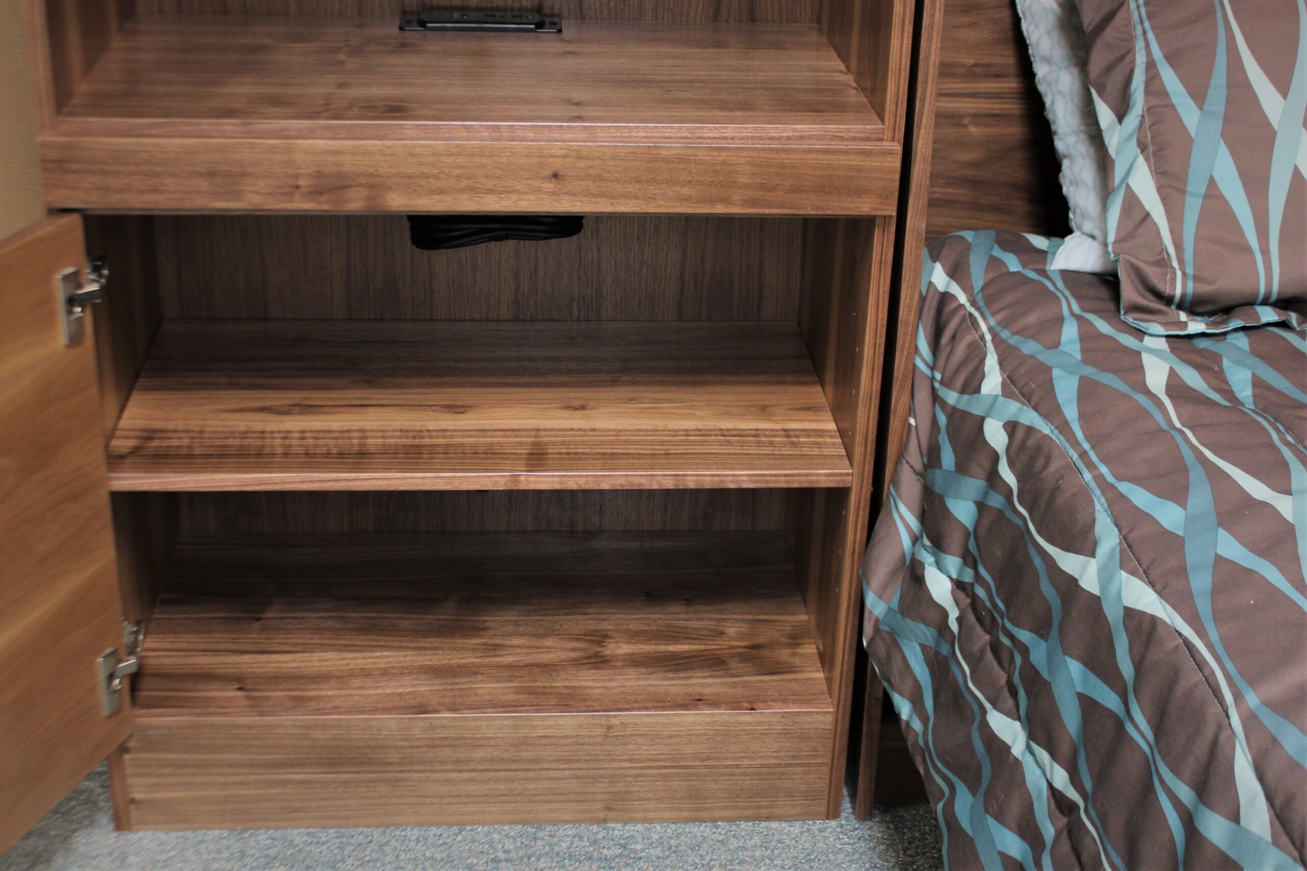 Manhattan Entertainment Center Murphy Bed Lower Door Section of Bookcase Shown Open