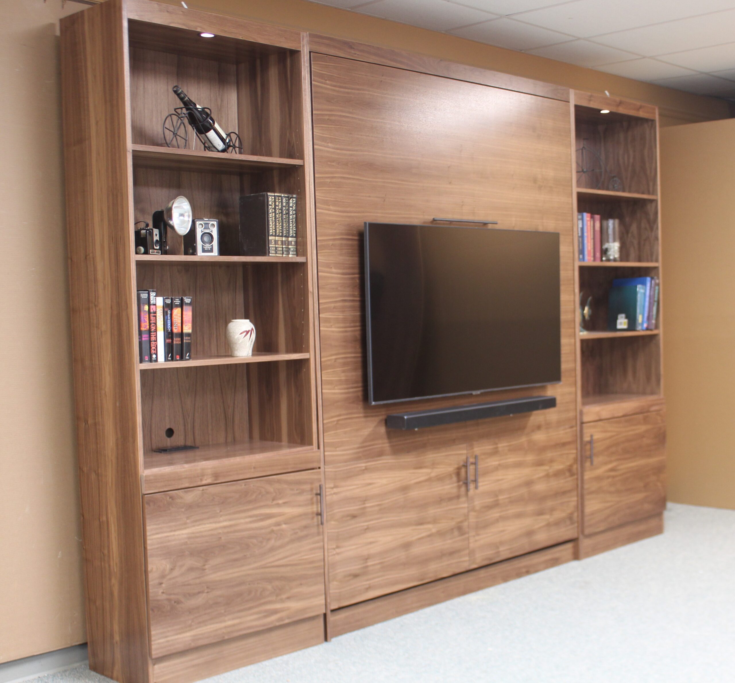 Manhattan Entertainment Center Murphy Bed Side View of Murphy Bed