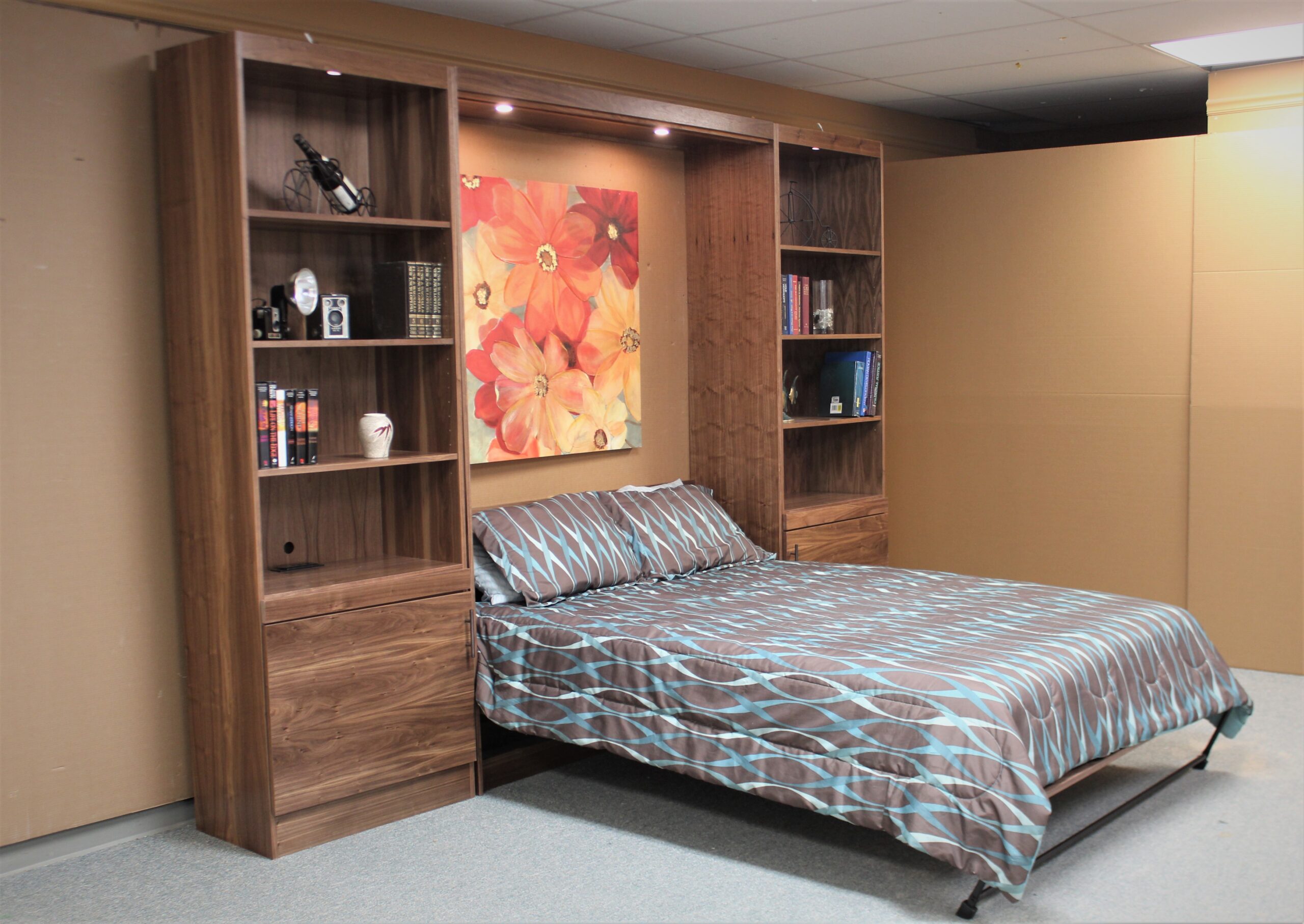 Manhattan Entertainment Center Murphy Bed Side View of Murphy Bed Shown Open