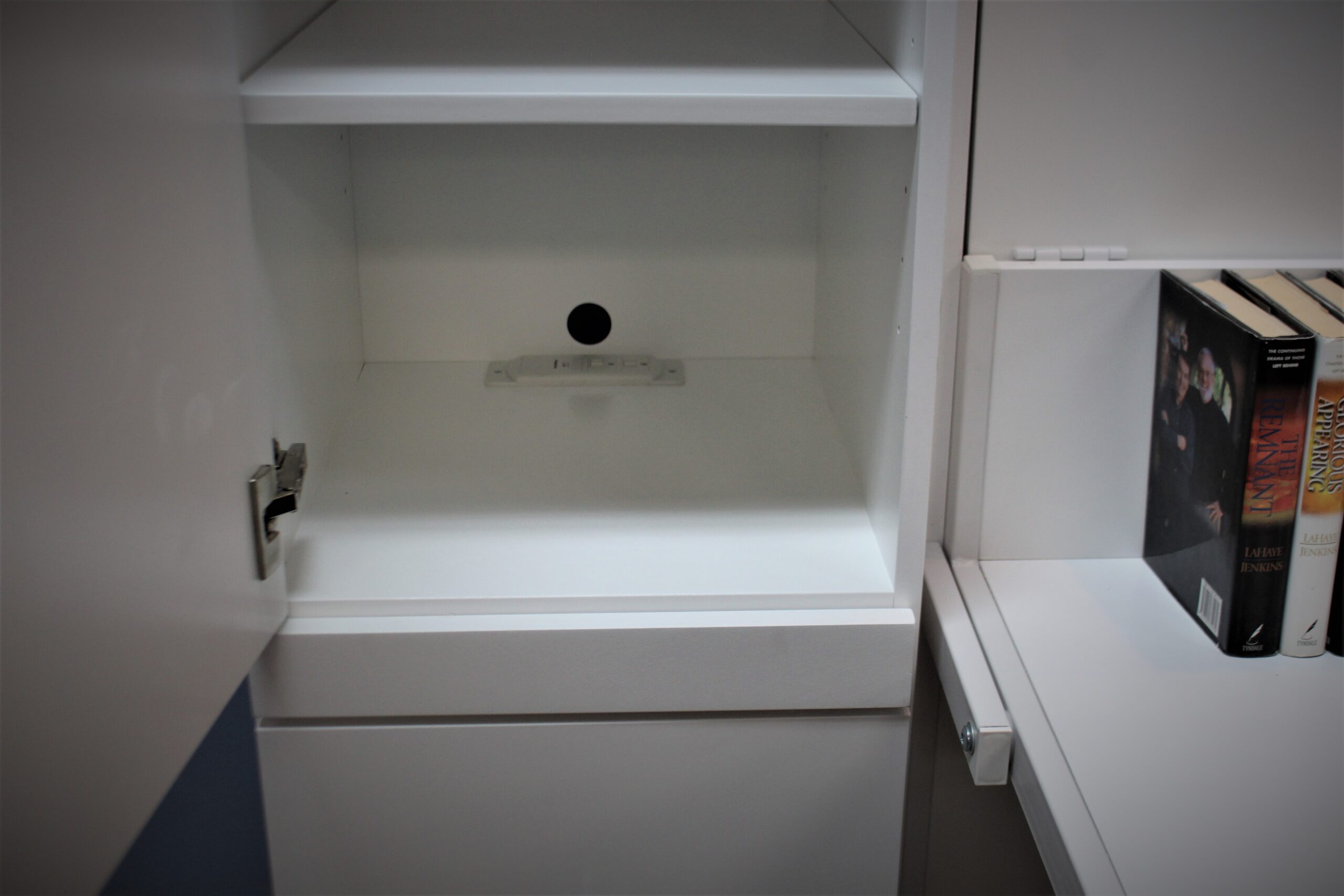 Alpine Murphy Bed Charging Station in Bookcase