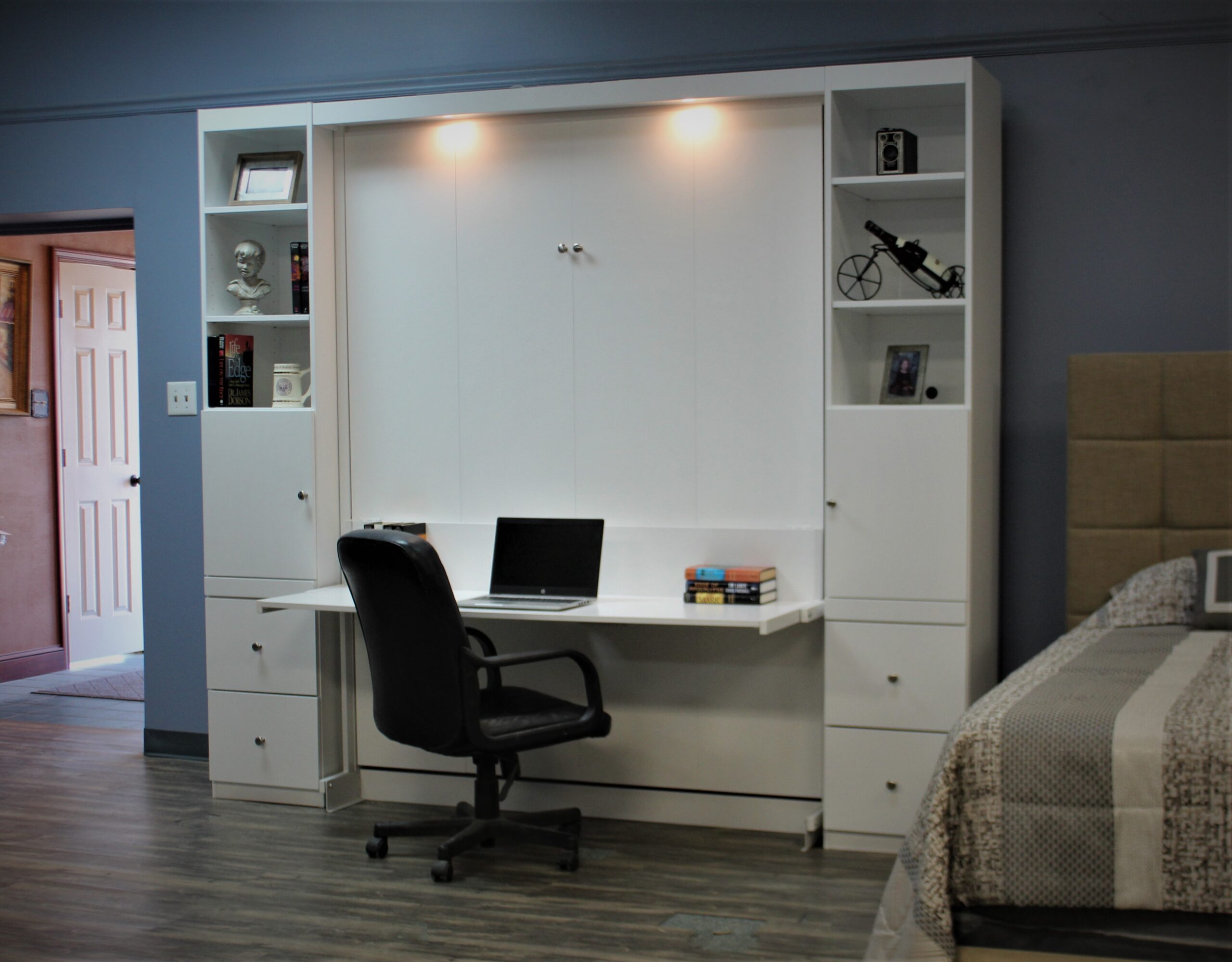 Alpine Murphy Bed Side View of Bed Shown Closed