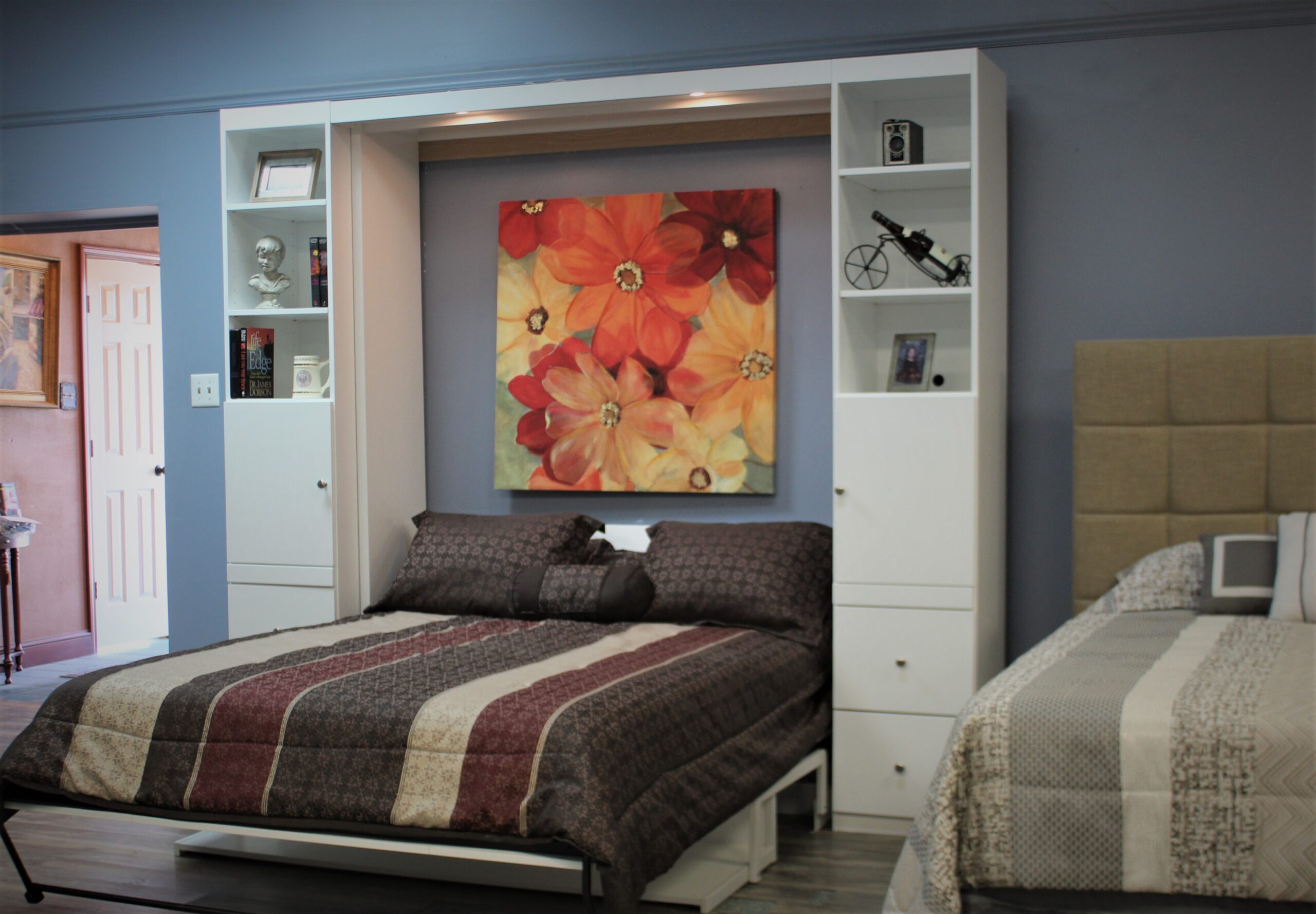 Alpine Murphy Bed Side View of Bed Shown Open