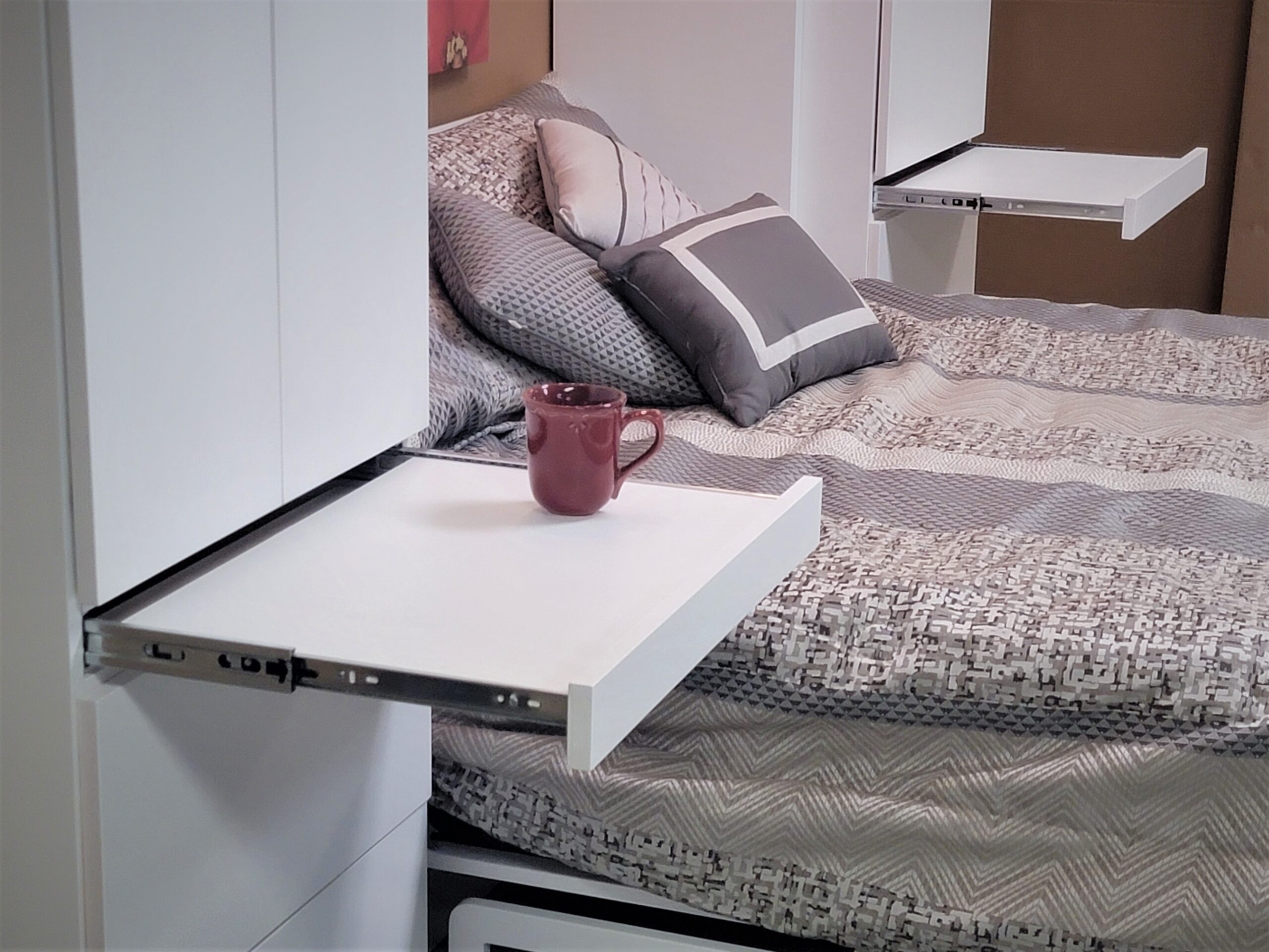 Alpine Murphy Bed Pullout Drink Tray in Bookcases