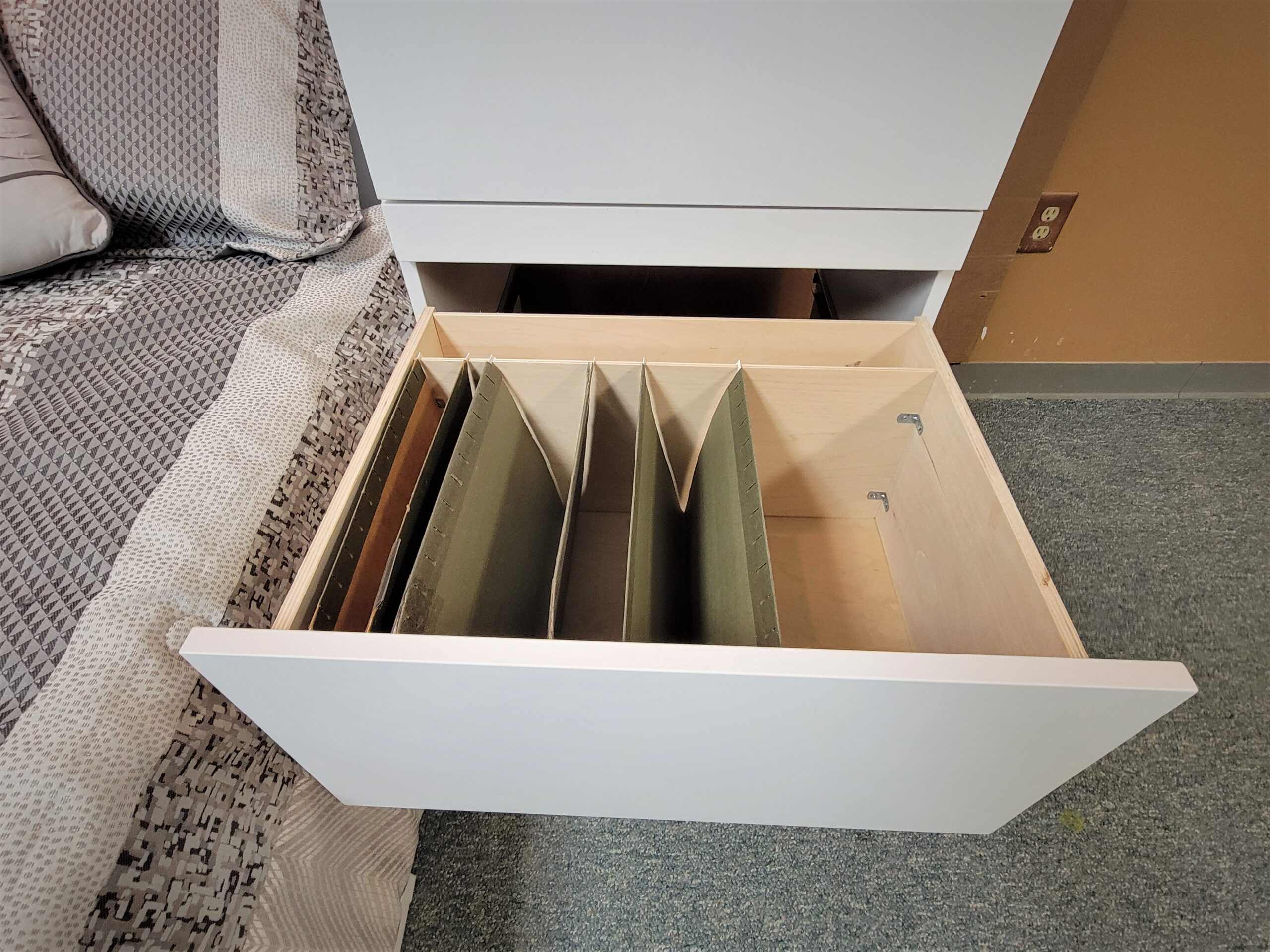 Alpine Murphy Bed File Drawers in Lower Section of Both Bookcases