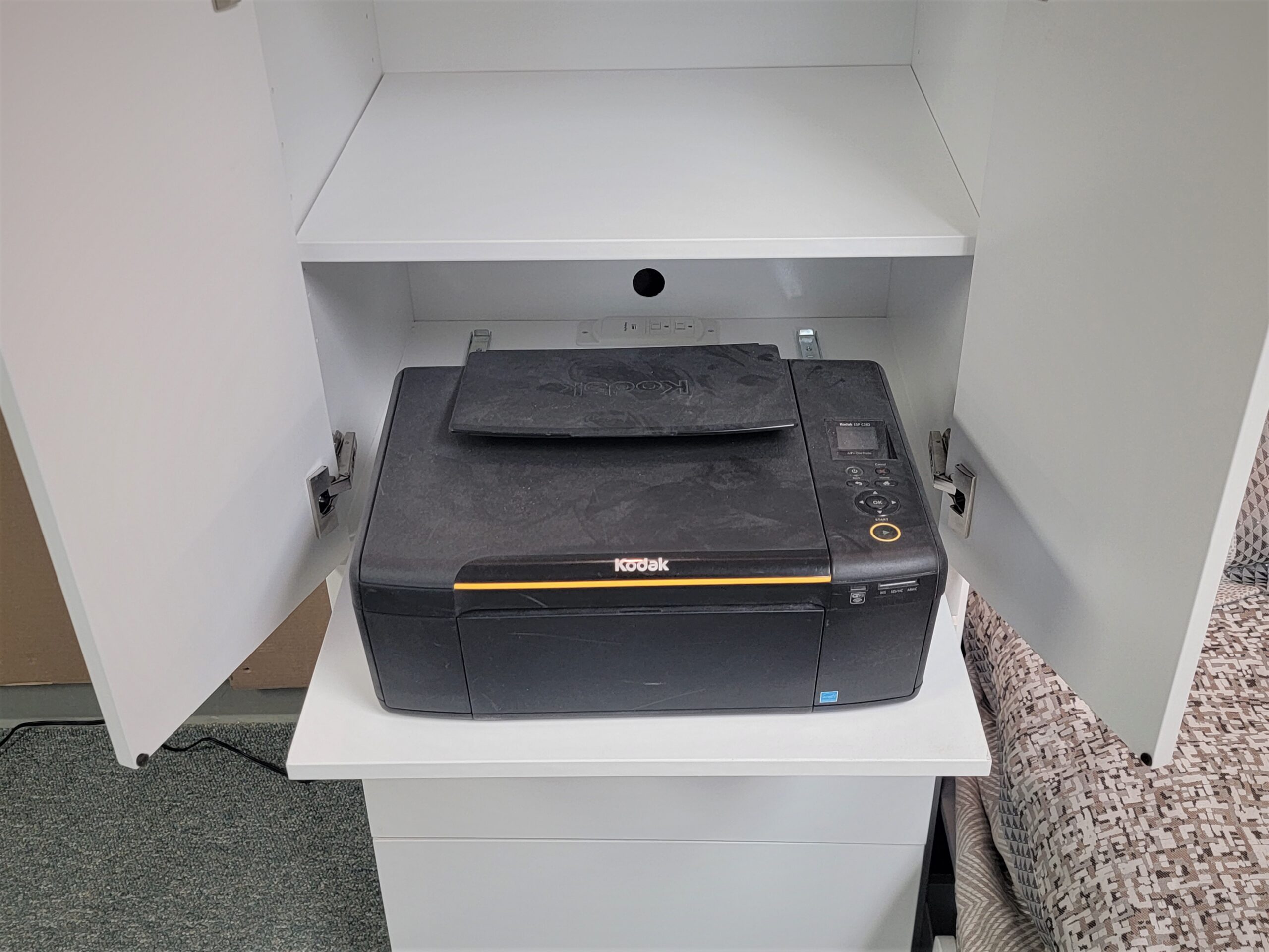 Alpine Murphy Bed Printer Pullout in Left Bookcase