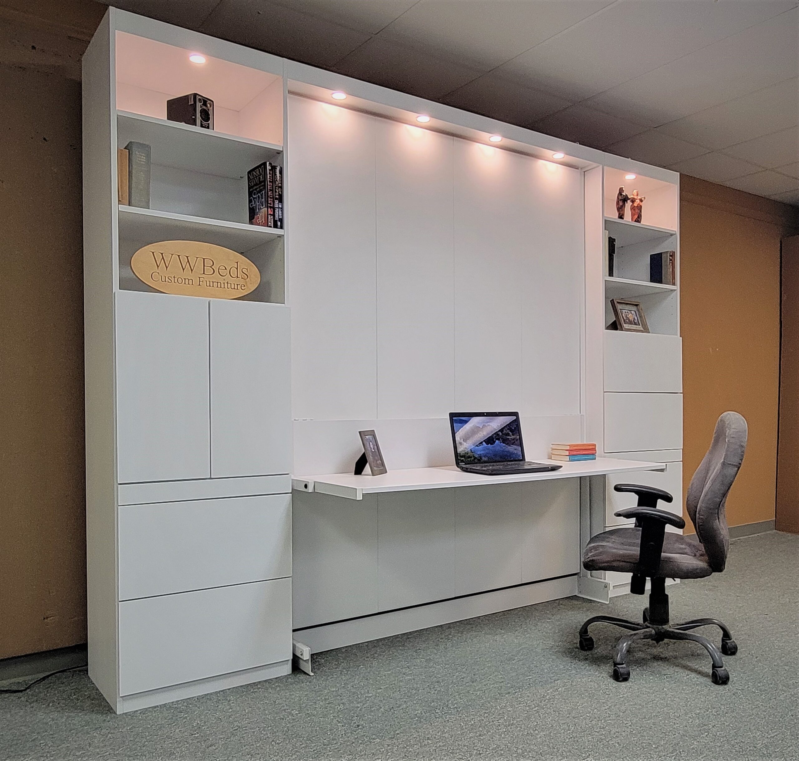 Alpine Murphy Bed Side View of Bed Shown Closed