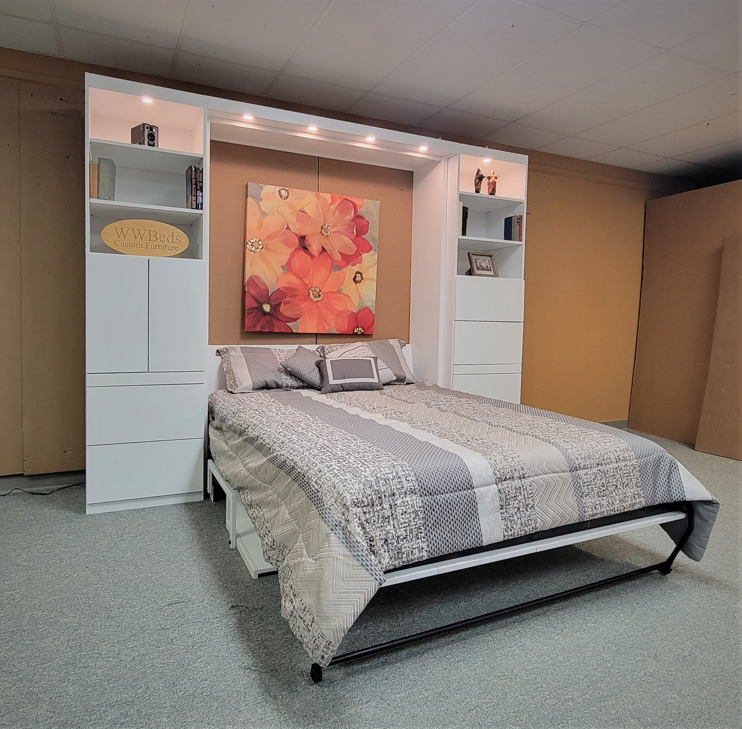 Alpine Murphy Bed Side View of Bed Shown Open