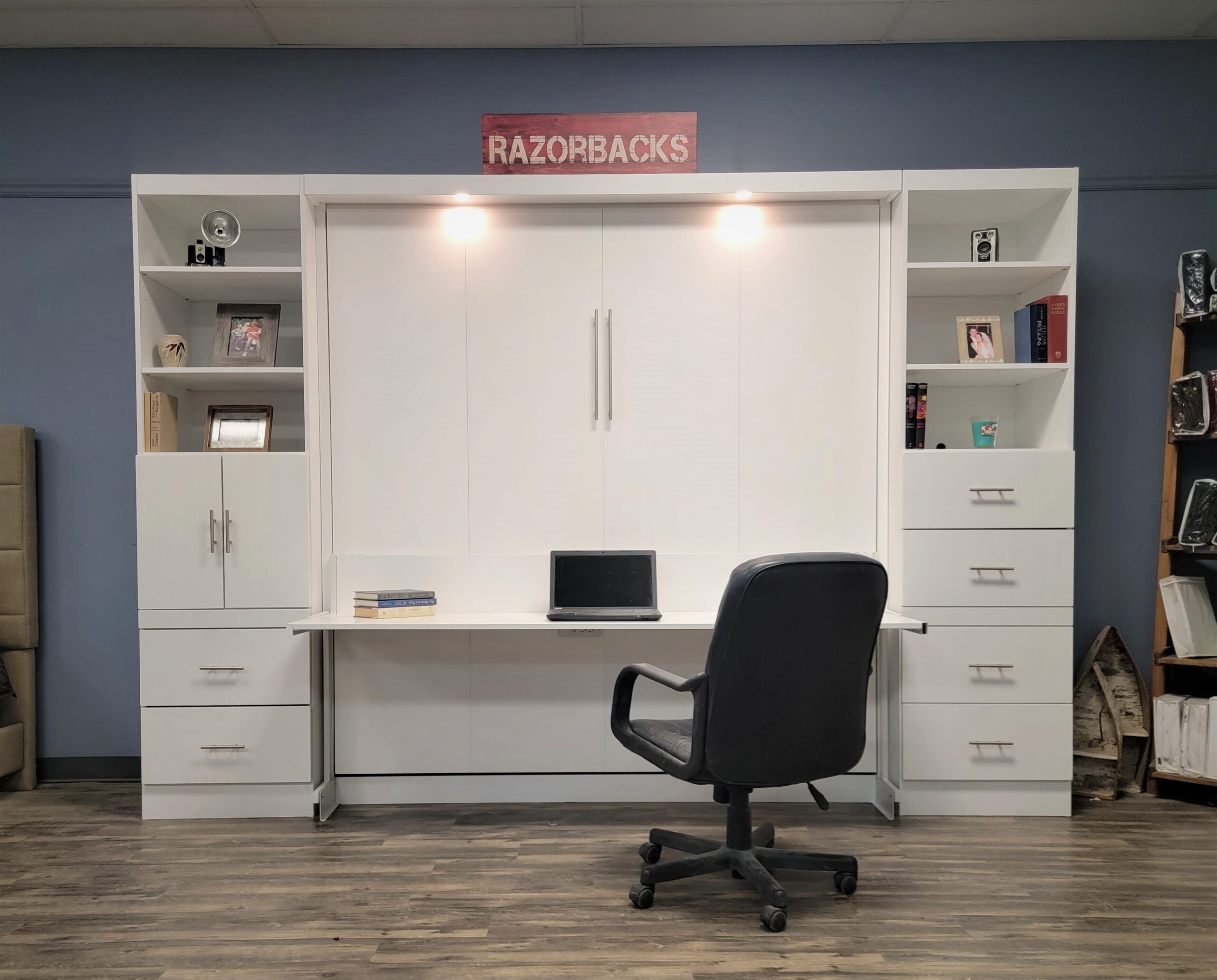 White Lacquer Alpine Murphy Bed Front View of Bed Shown Closed
