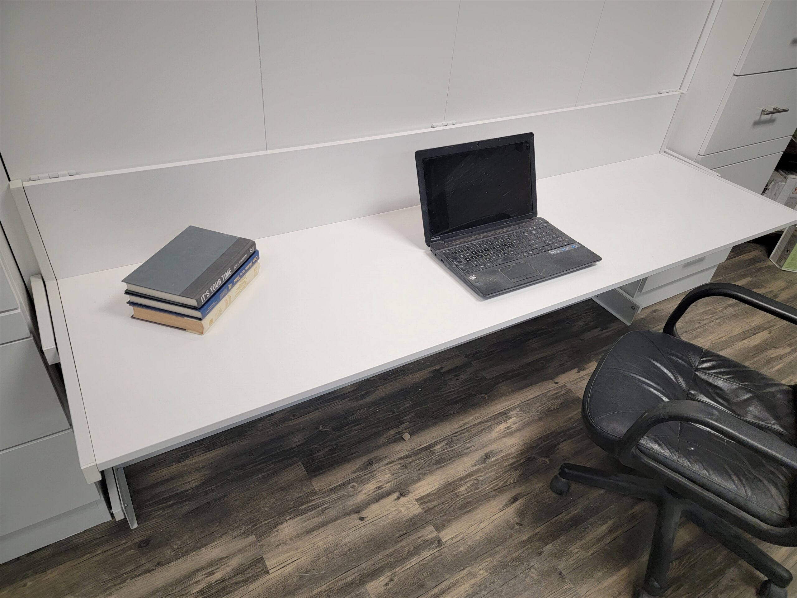 White Lacquer Alpine Murphy Bed Stay Level Desk