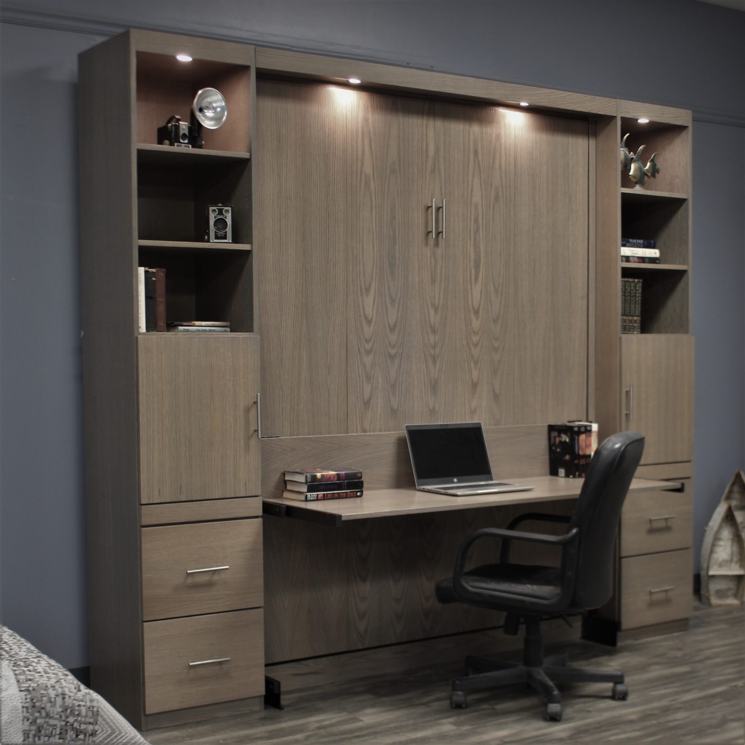 Alpine Murphy Bed Side View of Bed Shown Closed