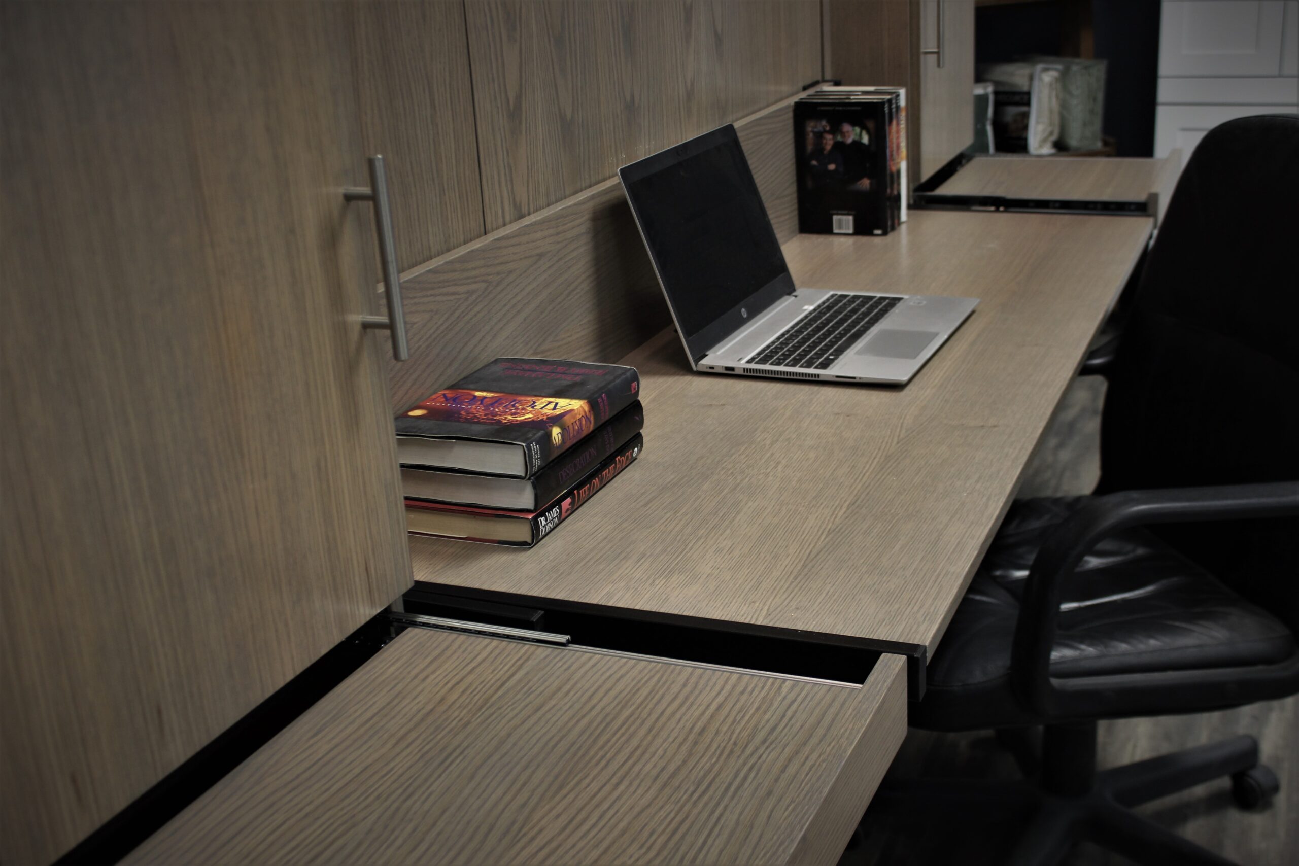 Alpine Murphy Bed Close-up of the Stay Level Desk and Drink Tray