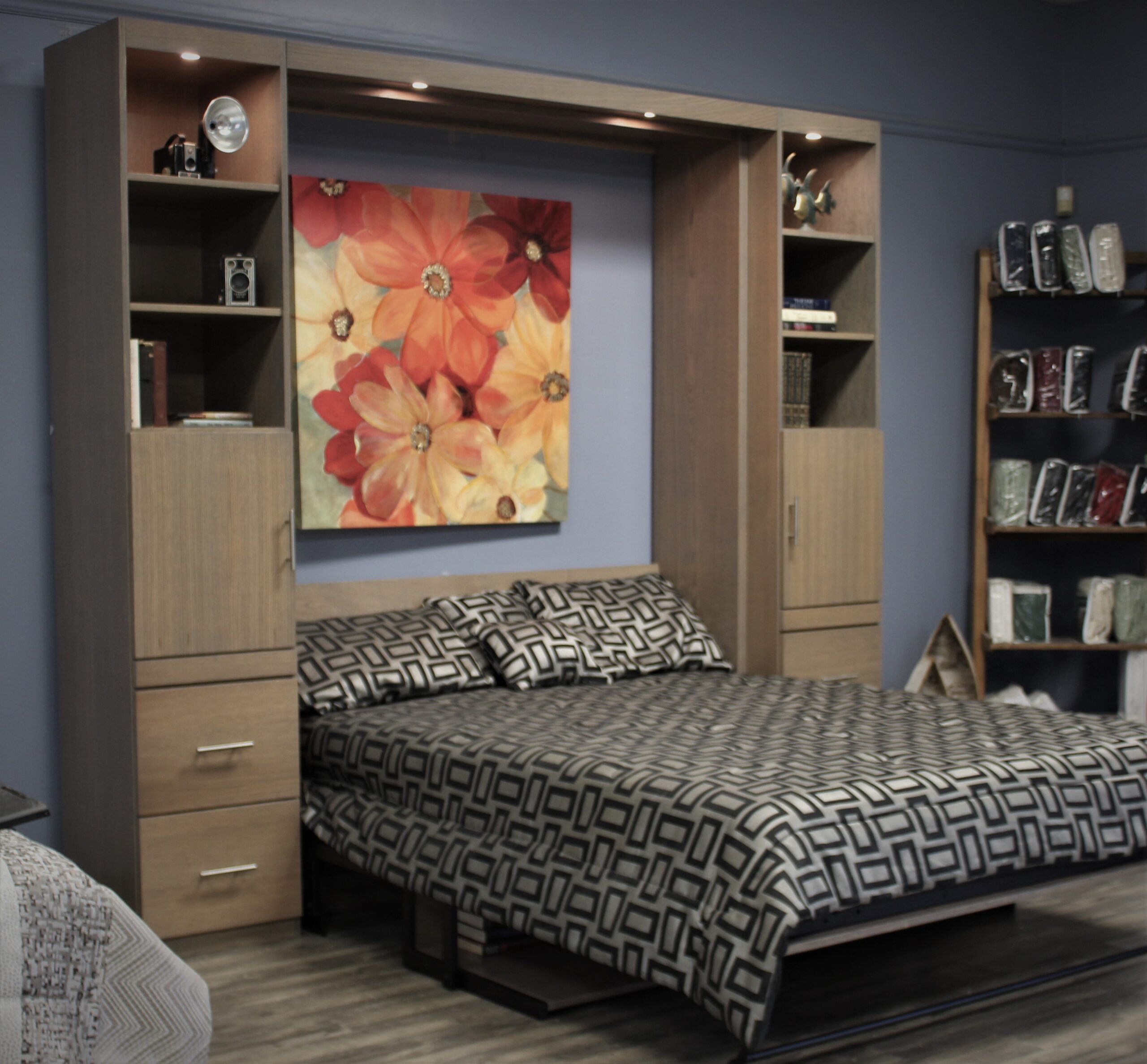 Alpine Murphy Bed Side View of Murphy Bed Shown Open